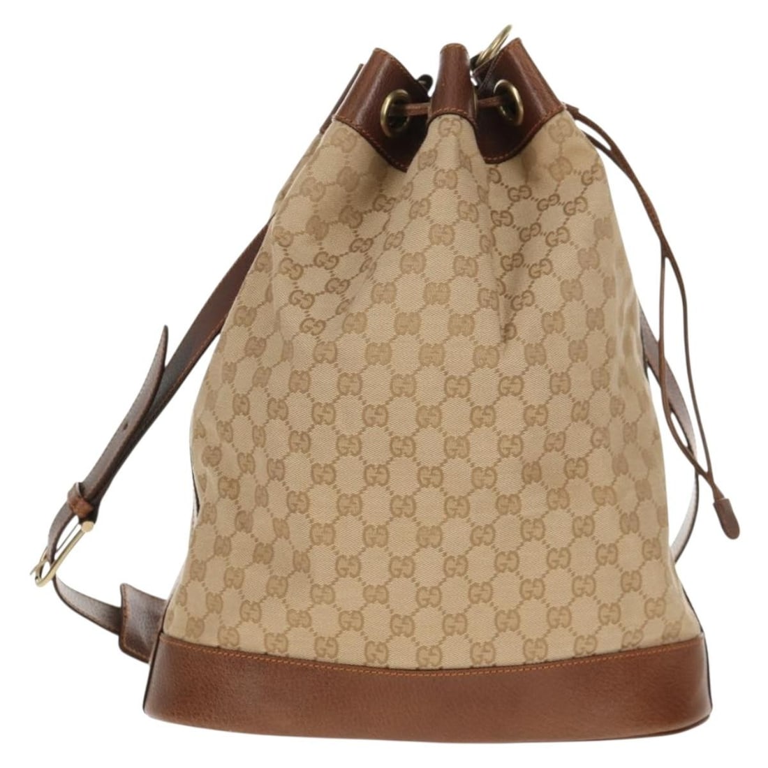 Gucci GG Canvas Drawstring Bag with Leather Shoulder Strap (1 of 18)