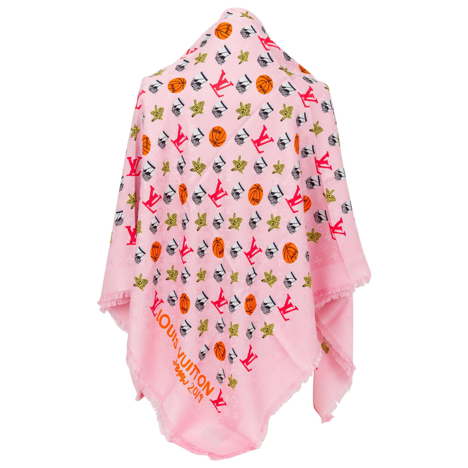 Louis Vuitton Limited Edition Bubble Pink Shawl 56in Silk Wool Jacquard: Louis Vuitton Limited Edition Bubble Pink Shawl 56in Silk Wool Jacquard Elevate your style with this stunning Louis Vuitton Limited Edition Bubble Pink Shawl. This oversized shawl features a unique de