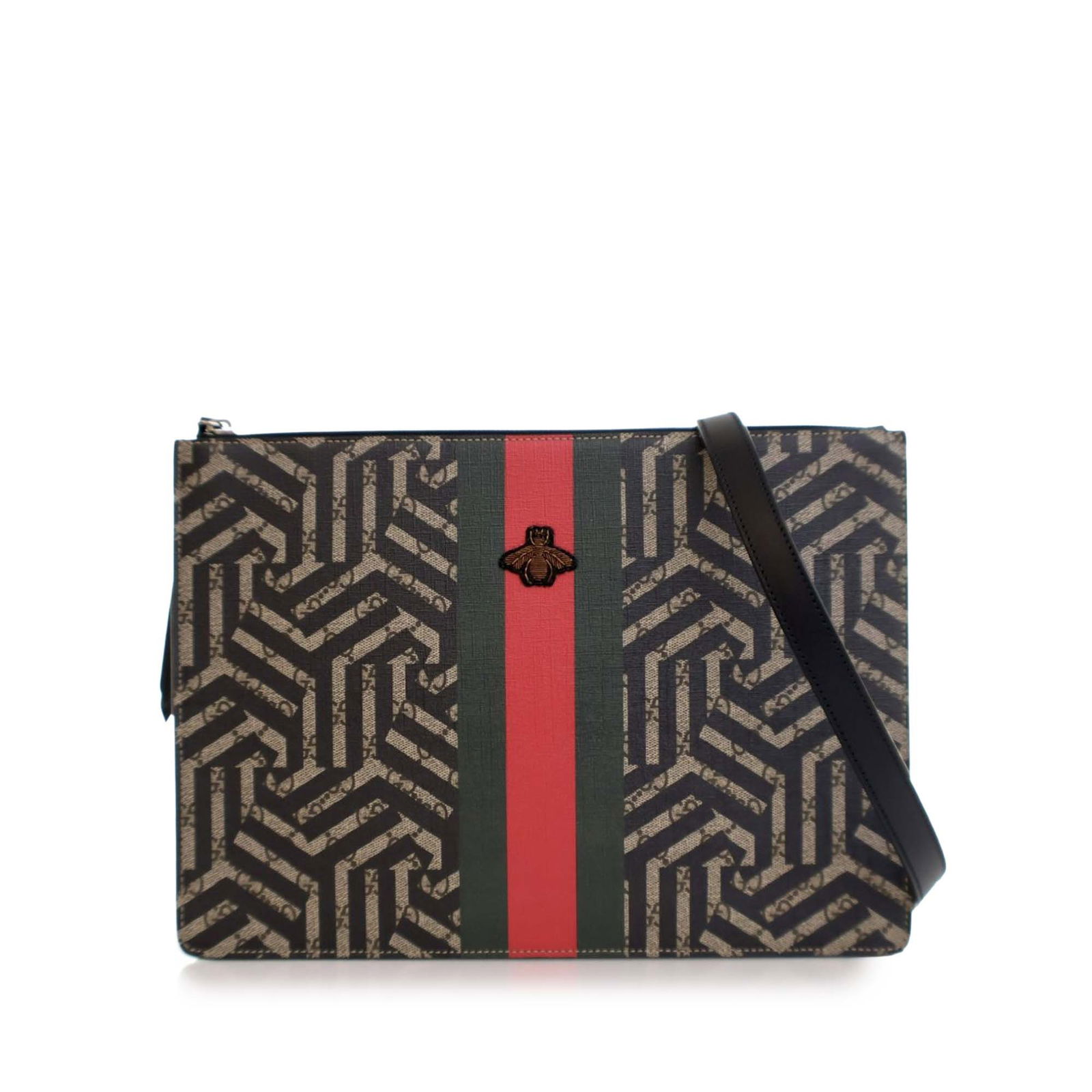 GG Supreme Caleido Pattern Canvas Crossbody with Detachable Strap by Gucci: GG Supreme Caleido Pattern Canvas Crossbody with Detachable Strap by Gucci This Gucci GG Supreme Caleido Web Messenger Bag features a coated canvas exterior with a distinctive Caleido print, a detacha