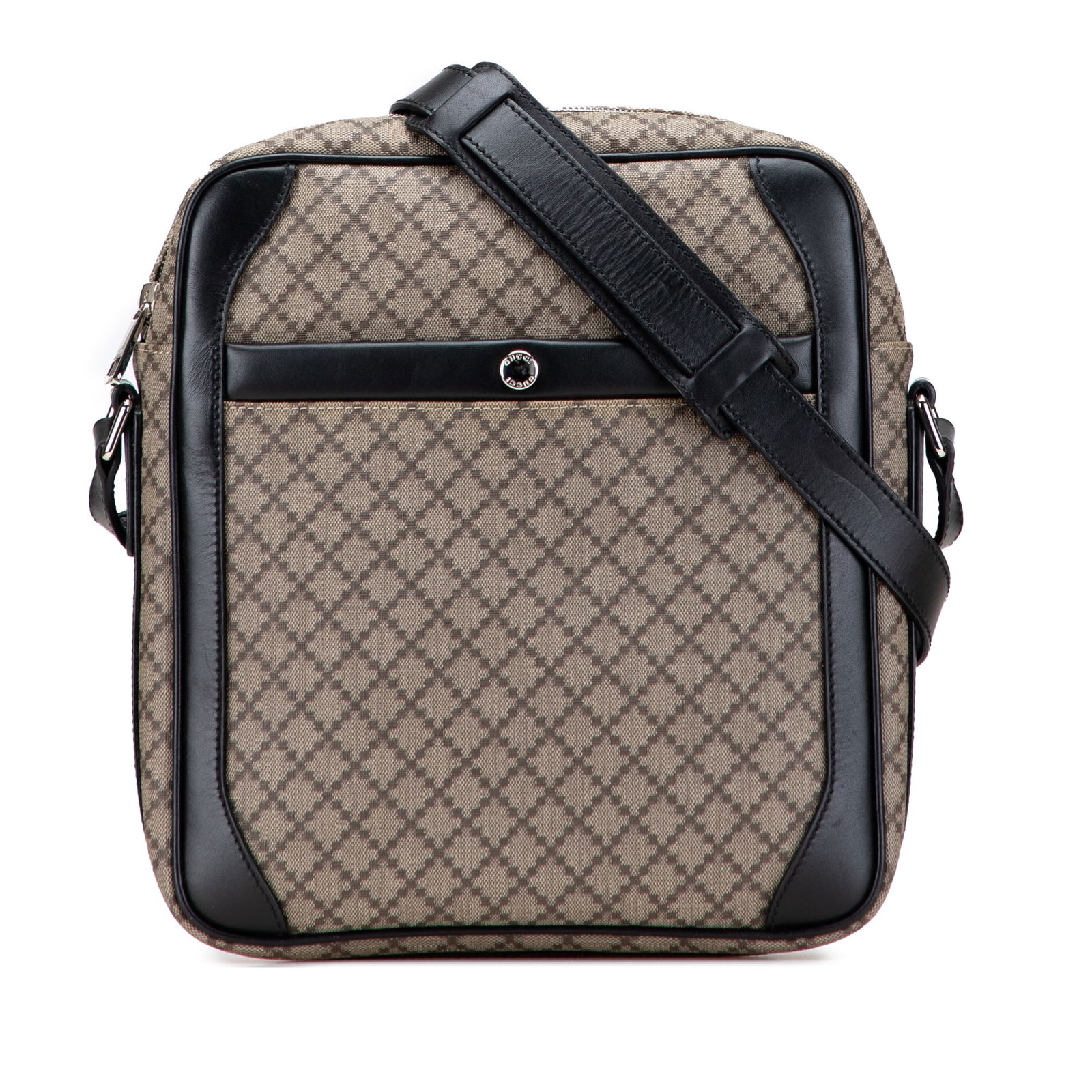 Gucci Diamante Coated Canvas Brown Zip Crossbody Bag (1 of 10)
