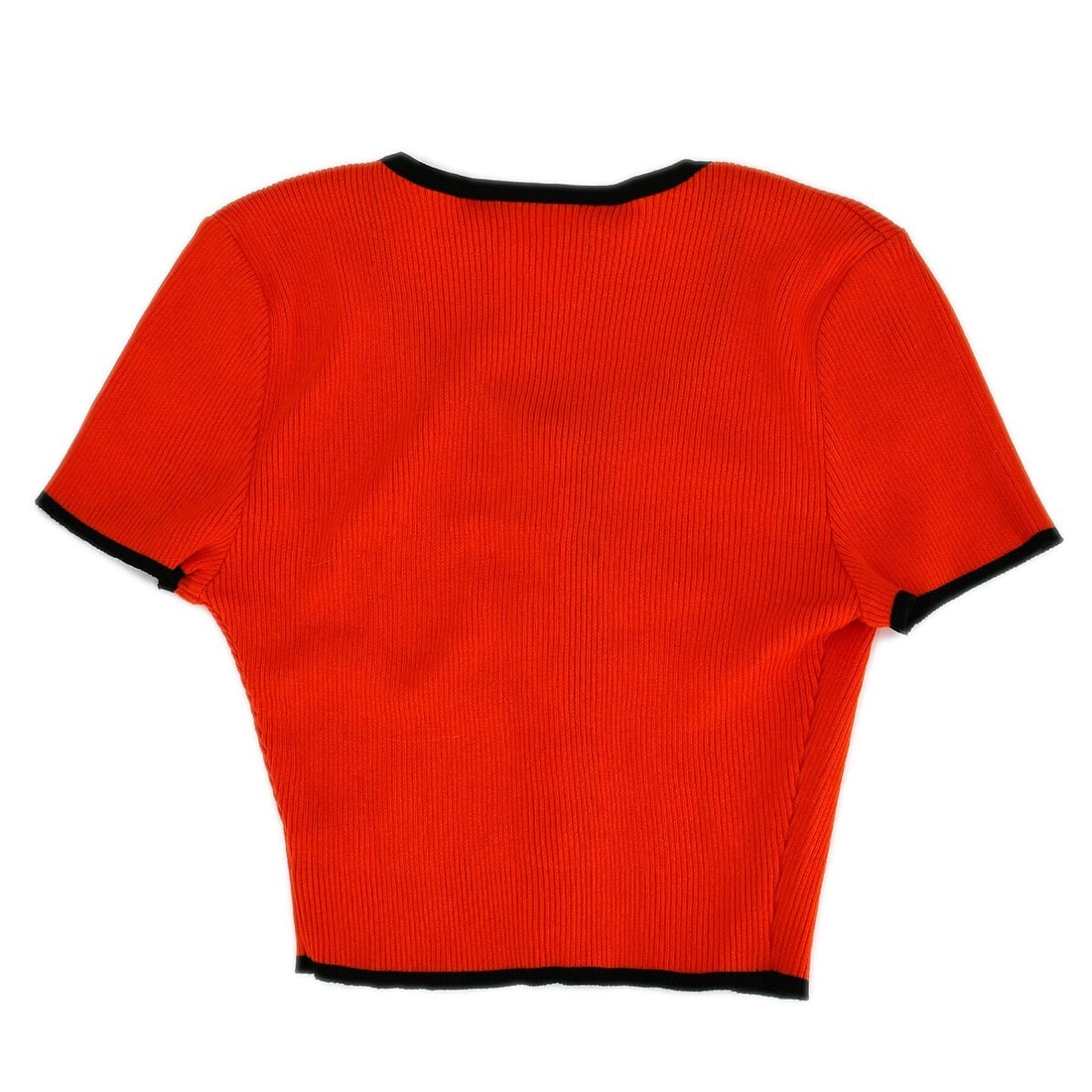 Chanel Red Short Sleeve Cardigan Sweater Size #38 - 2
