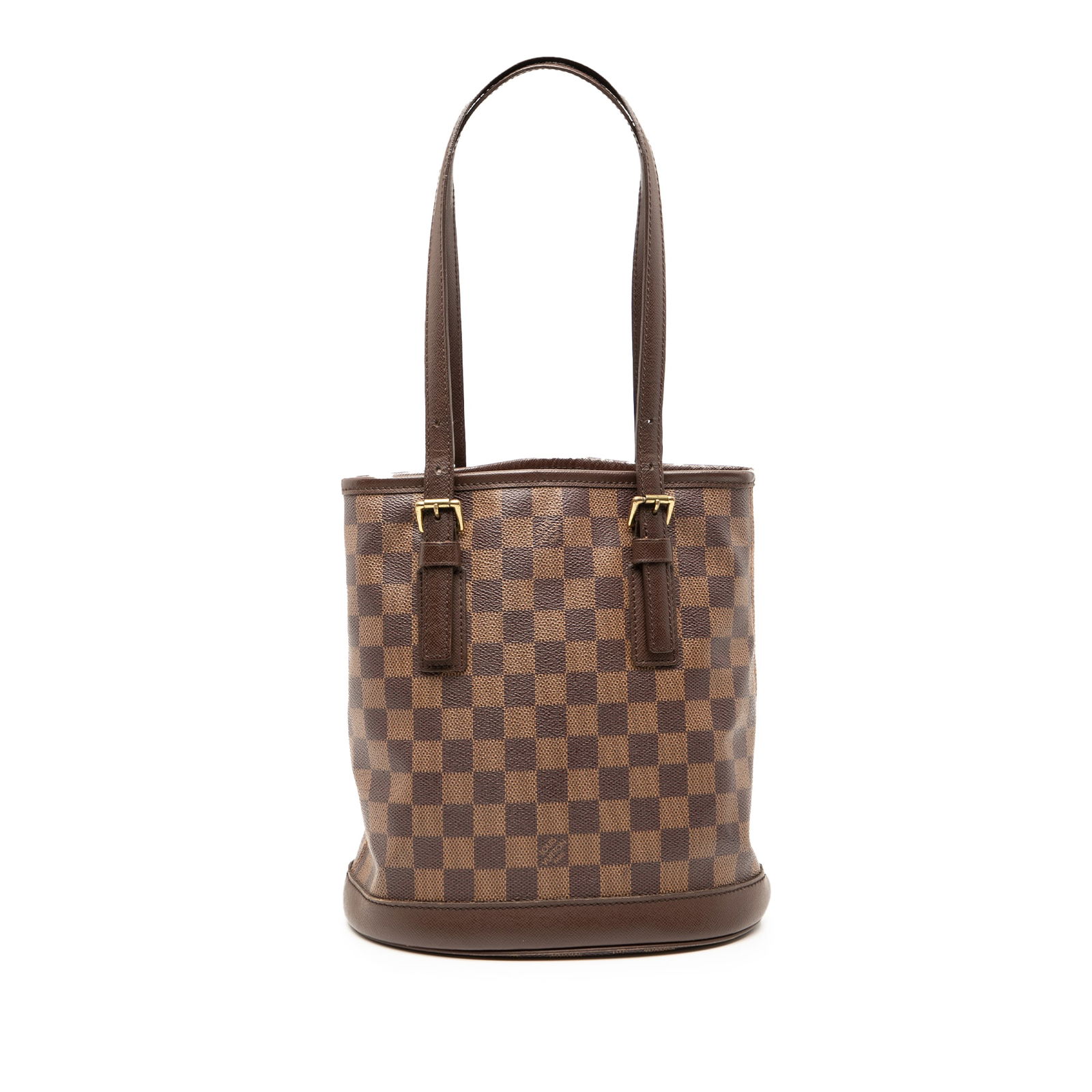 Louis Vuitton Marais Brown Damier Ebene Canvas Shoulder Bag: Louis Vuitton Marais Brown Damier Ebene Canvas Shoulder Bag The Louis Vuitton Damier Ebene Marais features a damier canvas body with leather trim and adjustable flat leather shoulder straps. The bag h