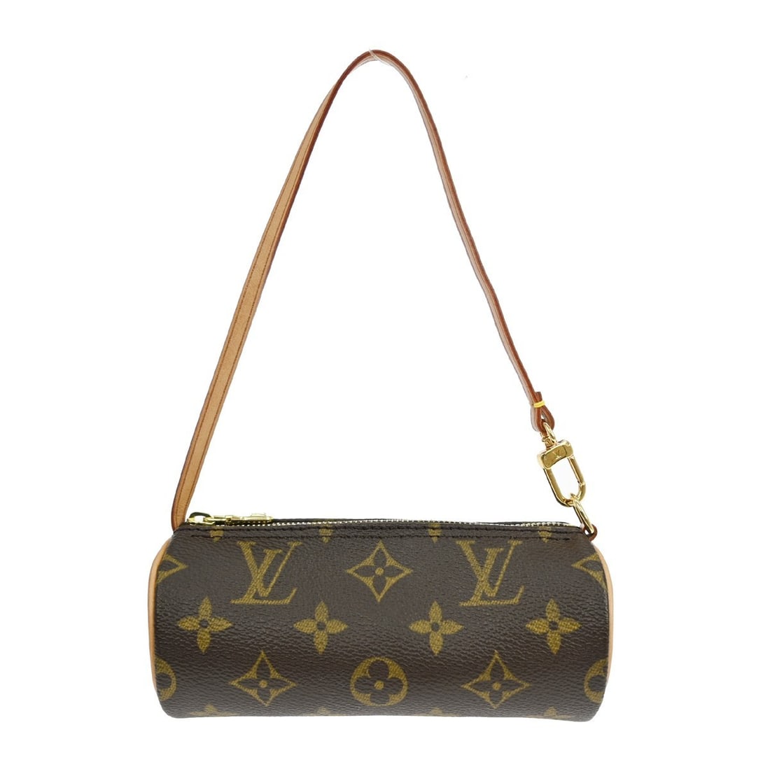 Louis Vuitton Papillon Monogram Canvas Mini Bag Brown: Louis Vuitton Papillon Monogram Canvas Mini Bag Brown Louis Vuitton Papillon Pochette crafted from monogram canvas in brown. This women's handbag features a classic barrel shape with visible scuffs, s