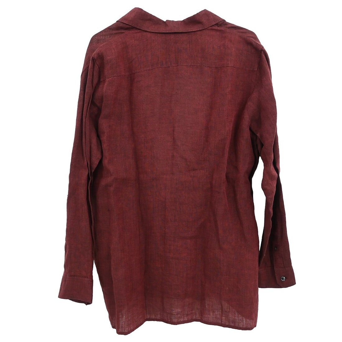 Vintage Hermes Bordeaux Linen Blouse Size 36 Long Sleeve - 2