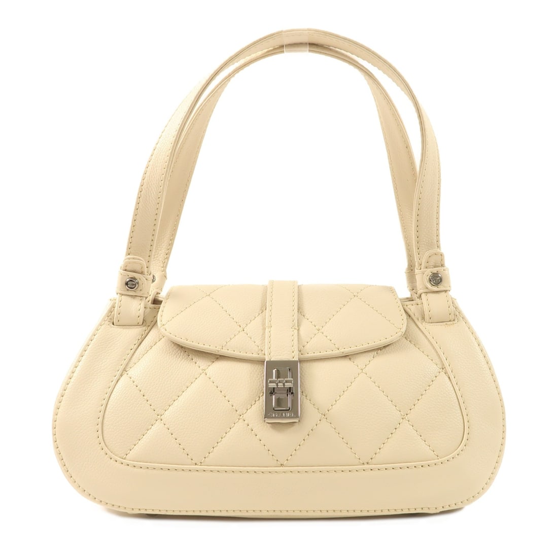 Chanel Mademoiselle CC White Calfskin Quilted Flap Shoulder Bag: Chanel Mademoiselle CC White Calfskin Quilted Flap Shoulder Bag This CHANEL CC Quilted Mademoiselle Flap Shoulder Bag features a classic quilted design crafted from white calfskin leather. Made in Fra