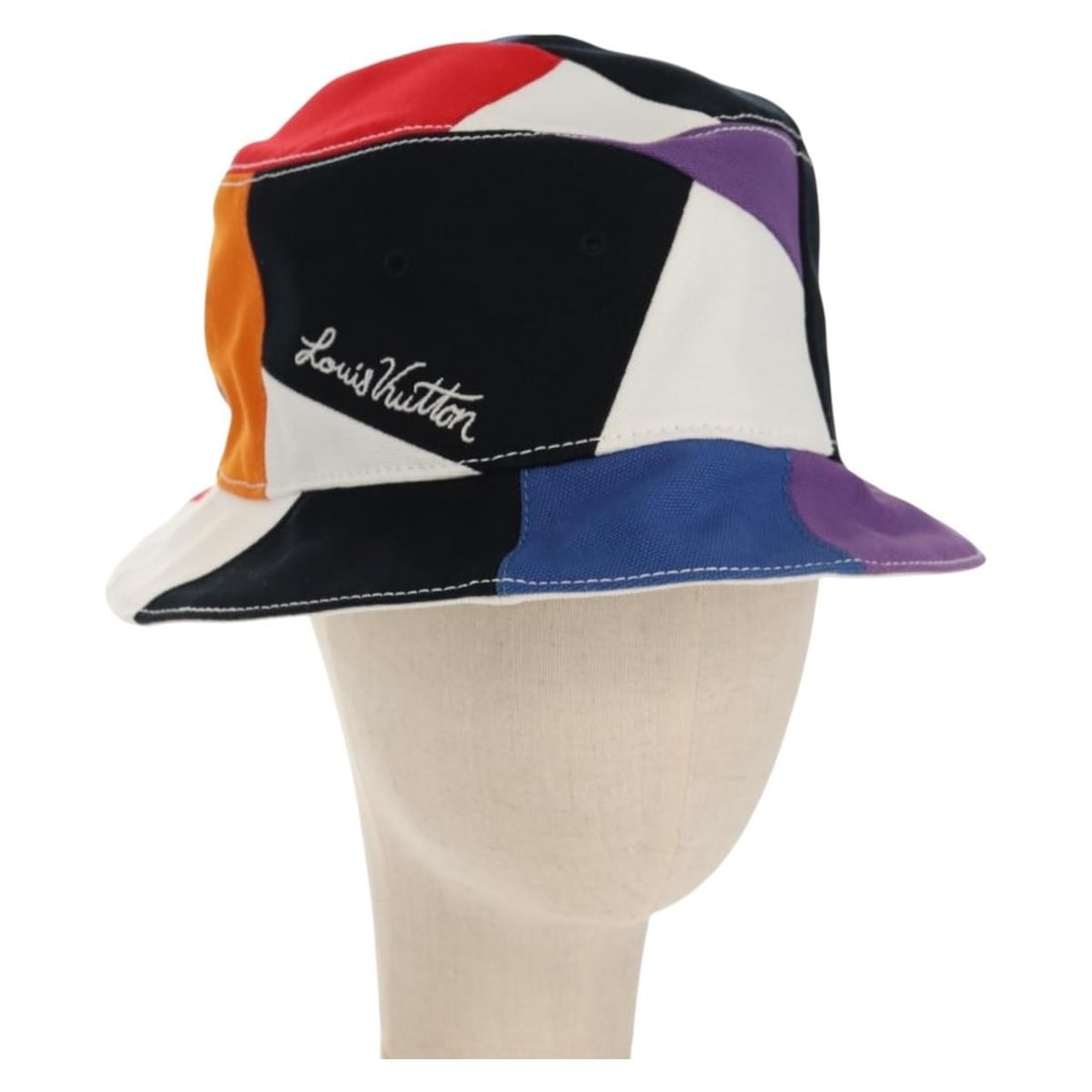 Louis Vuitton Multicolor Canvas Hat MP2736 Made in Italy: Louis Vuitton Multicolor Canvas Hat MP2736 Made in Italy Introducing a stylish LOUIS VUITTON Hat made from durable canvas in a vibrant multicolor design. This hat features a head circumference of appr