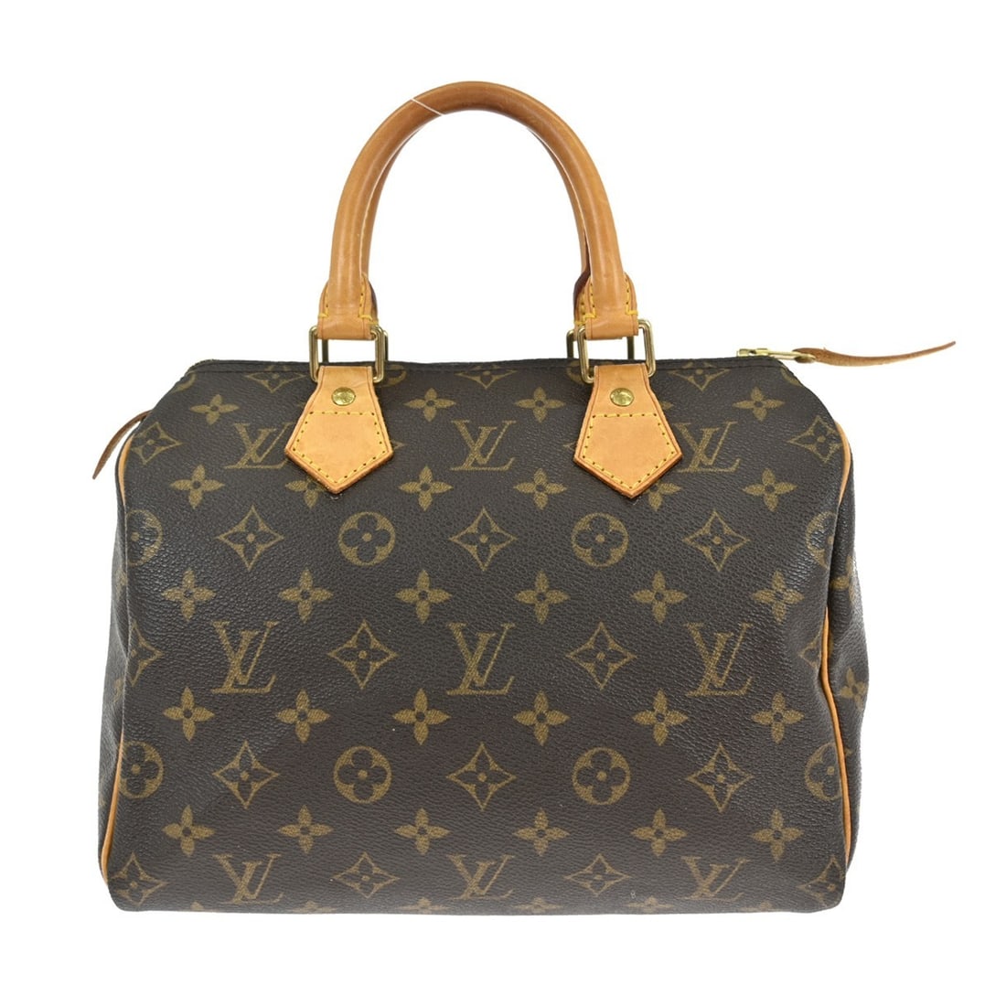 Louis Vuitton Speedy 25 Monogram Canvas Small Brown Duffle Bag M41528: Louis Vuitton Speedy 25 Monogram Canvas Small Brown Duffle Bag M41528 This is a Louis Vuitton Speedy 25 handbag featuring the iconic Monogram canvas exterior and double leather handles. The bag is des