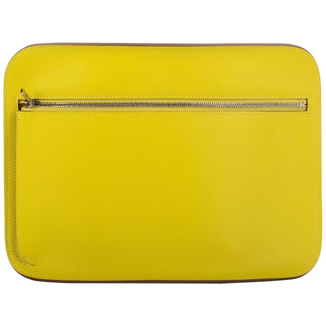 Hermes Lemon Yellow Epsom Clutch Bag 2017 Collection New in Box: Hermes Lemon Yellow Epsom Clutch Bag 2017 Collection New in Box This exquisite Hermes clutch bag is crafted from luxurious lemon yellow Epsom leather, featuring a sleek palladium zipper. The innovativ