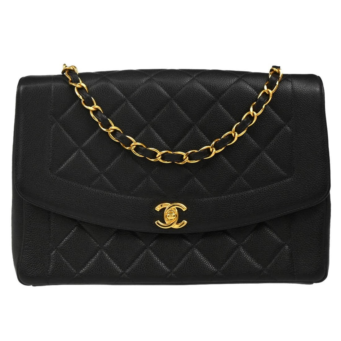 Chanel Black Caviar Leather Shoulder Bag with Zip Closure: Chanel Black Caviar Leather Shoulder Bag with Zip Closure This exquisite Chanel Black Calfskin Shoulder Bag is crafted from luxurious caviar skin leather, combining elegance with functionality. The ba