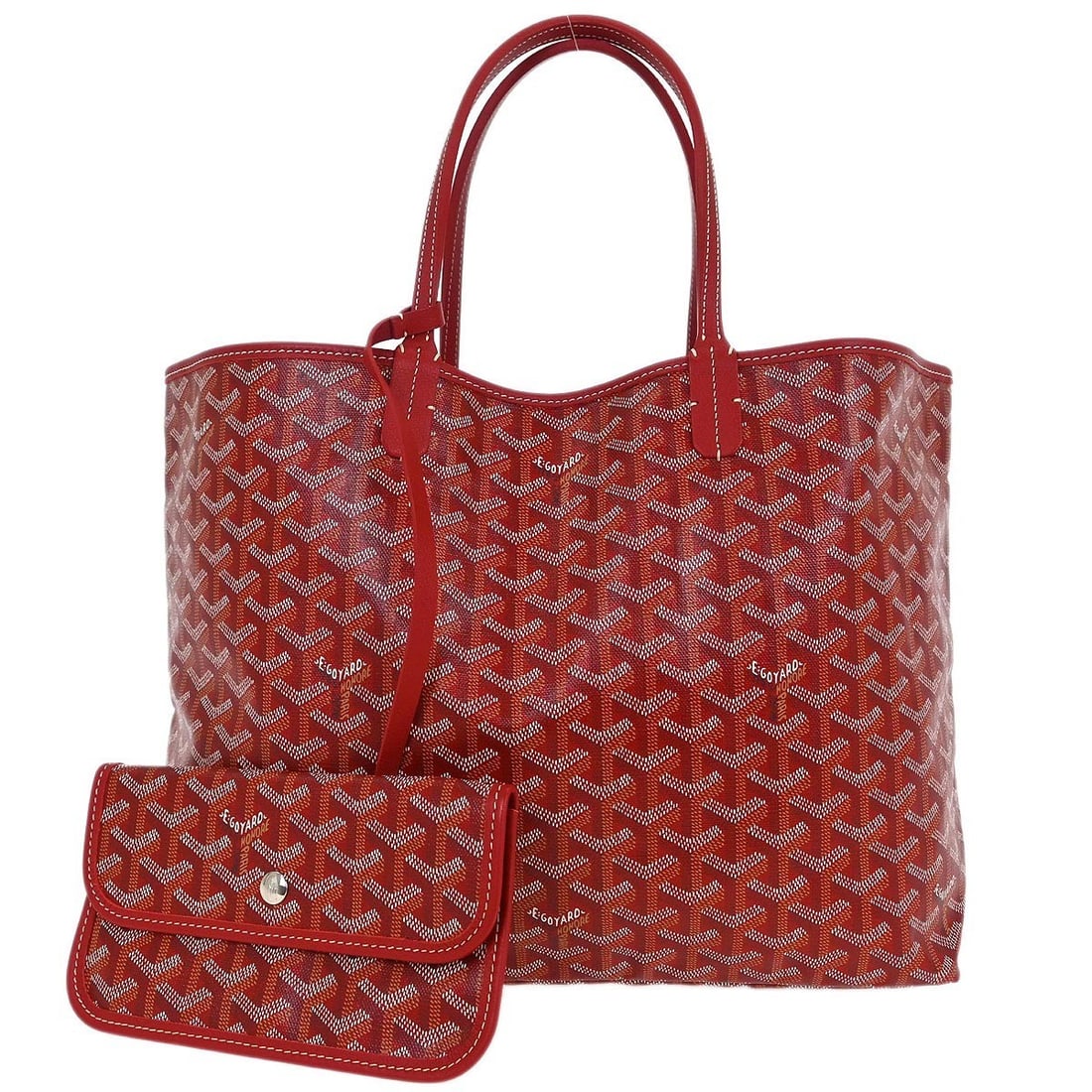 Goyard Red St. Louis PM Tote Bag Coated Canvas: Goyard Red St. Louis PM Tote Bag Coated Canvas Introducing the Goyard Red St. Louis PM Tote Bag, a perfect blend of style and functionality. Crafted from durable coated canvas leather, this tote featu