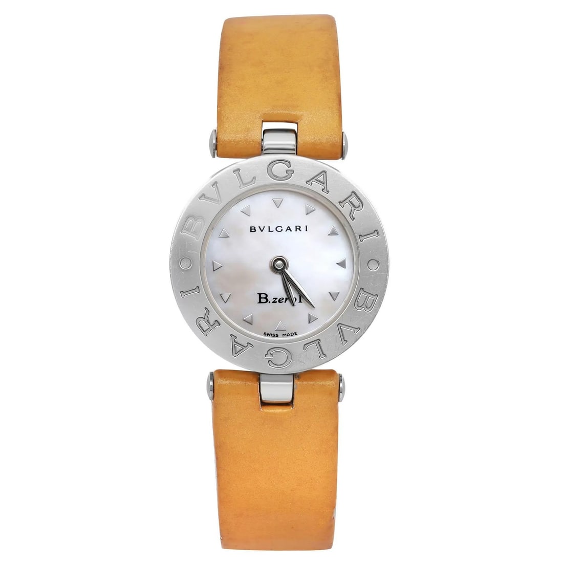 Bvlgari B.zero1 22MM Quartz Ladies Watch Yellow Leather Gray Bezel: Bvlgari B.zero1 22MM Quartz Ladies Watch Yellow Leather Gray Bezel Experience the elegance of the Bvlgari B.zero1 Ladies Watch, a luxurious timepiece designed for style and sophistication. This exquis