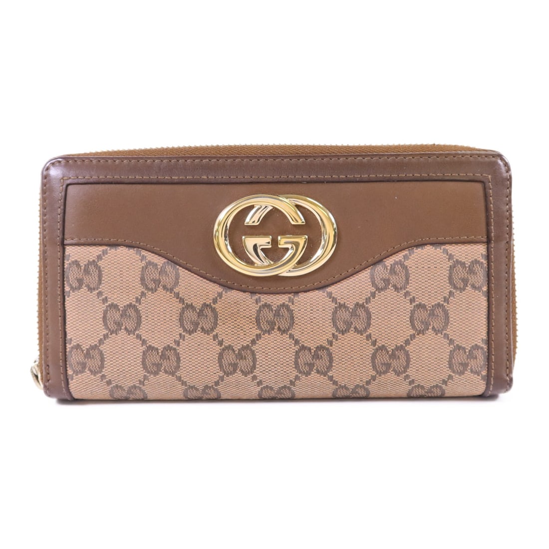 Gucci Brown GG Canvas Long Zip Wallet with Gold Tone Hardware (1 of 18)
