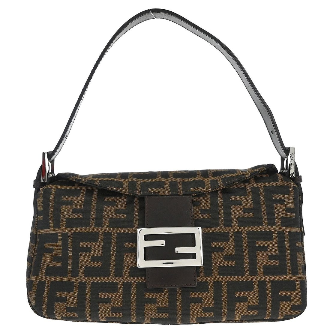 Fendi Zucca Canvas Shoulder Bag with Silver Hardware and Adjustable Strap (1 of 10)