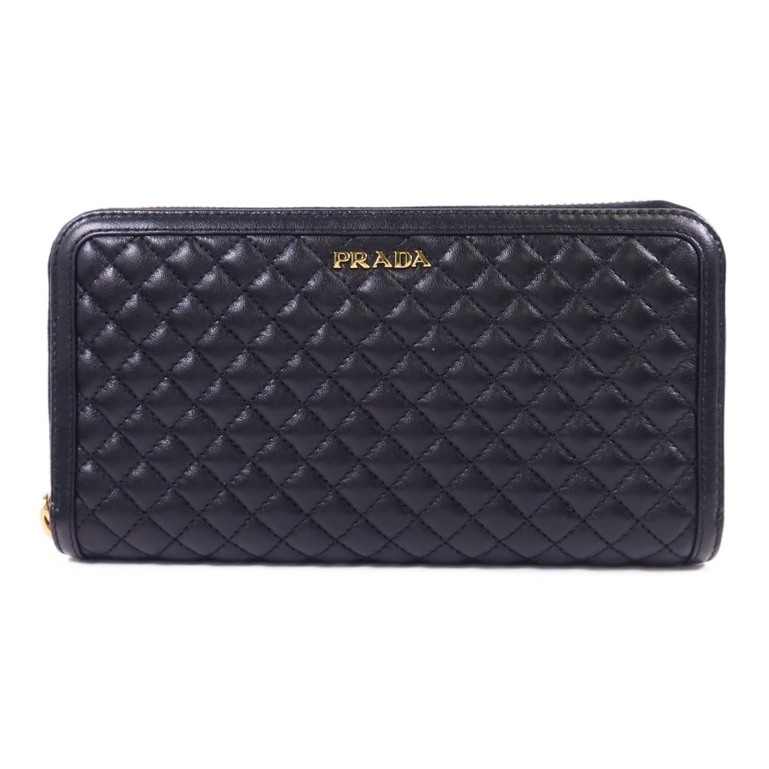 Black Calfskin Leather Prada 1ML506 Long Zip Around Wallet with Gold Hardware (1 of 16)