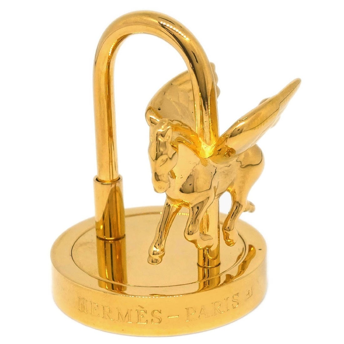 Pegasus Cadena Lock Charm Gold Plated by Hermes: Pegasus Cadena Lock Charm Gold Plated by Hermes This Hermes Pegasus Cadena Lock Charm features a gold-plated finish and is designed in a Pegasus motif. It is crafted for women and showcases a gold col