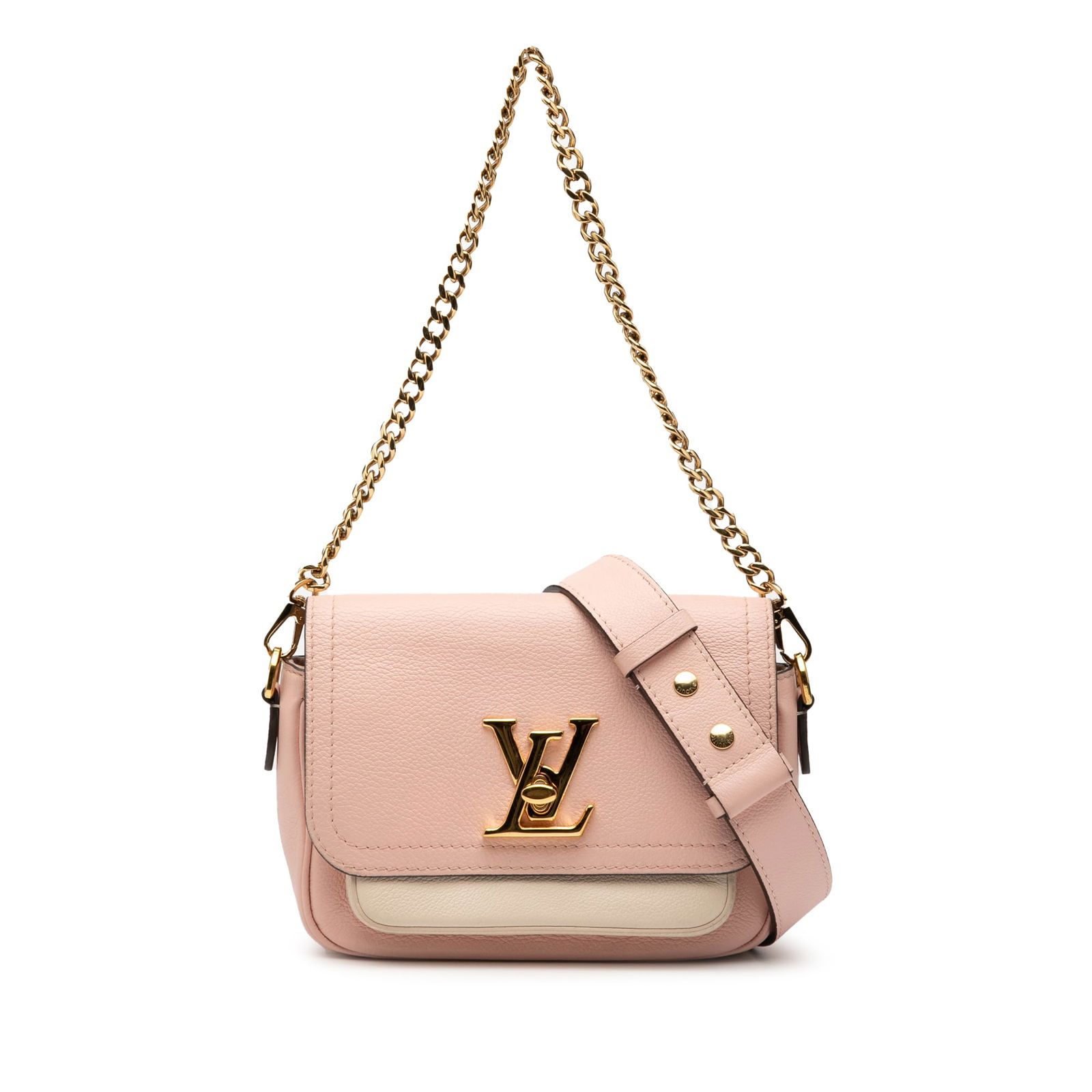 Louis Vuitton Grained Calfskin Lockme Tender Pink Bag with Gold-tone Chain (1 of 7)