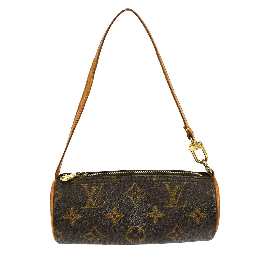 Louis Vuitton Papillon Monogram Canvas Micro Handbag with Attached Pouch: Louis Vuitton Papillon Monogram Canvas Micro Handbag with Attached Pouch This vintage Louis Vuitton Papillon micro handbag features the brand's signature monogram canvas exterior with brown leather to
