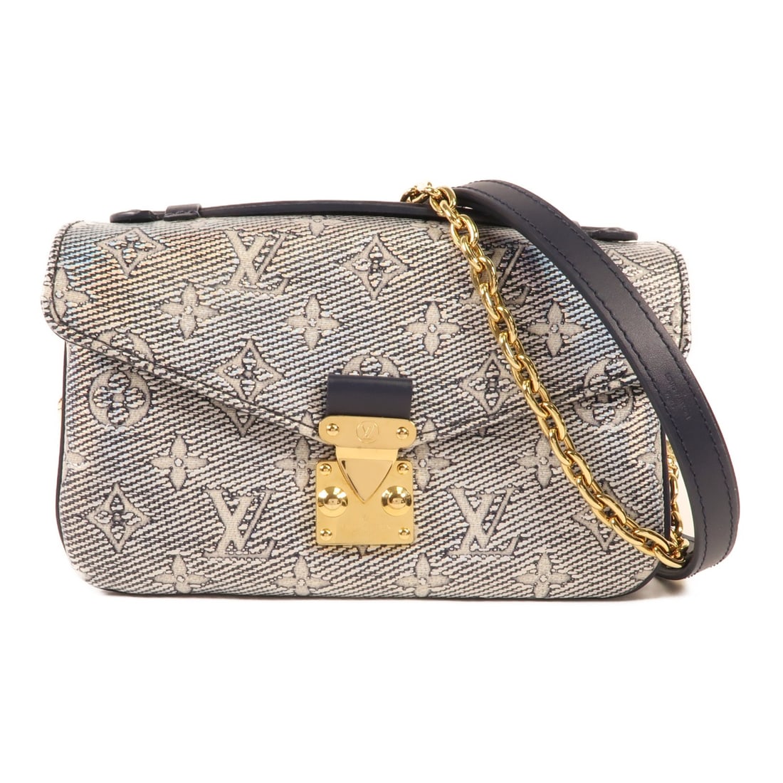 LOUIS VUITTON Pochette Metis 2 Way Bag M22834 Blue PVC Coated Canvas: LOUIS VUITTON Pochette Metis 2 Way Bag M22834 Blue PVC Coated Canvas Elevate your style with the Louis Vuitton Pochette Metis 2 Way Bag. This versatile shoulder bag features a chic blue PVC coated can
