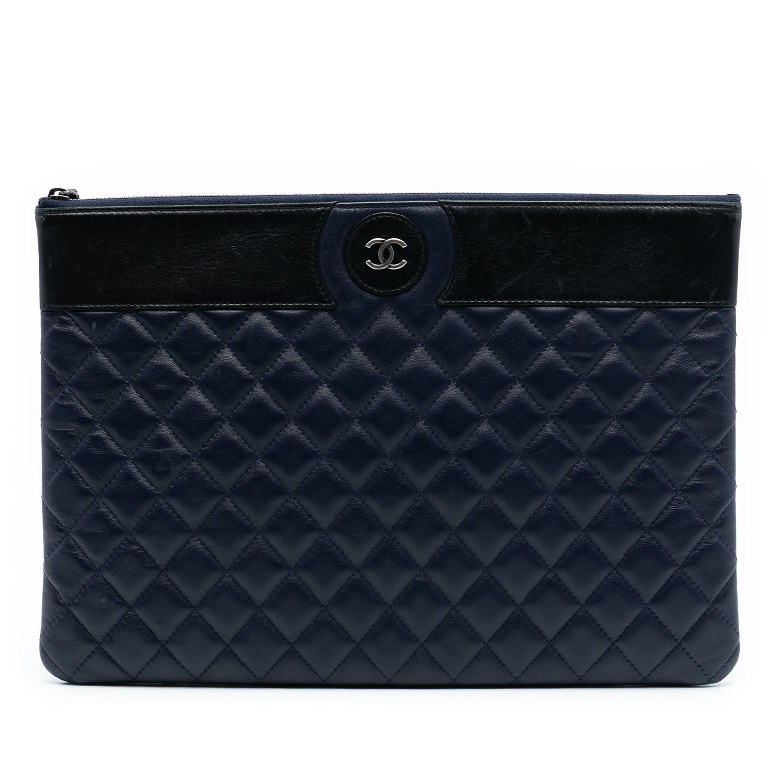 Bicolor Quilted Lambskin Clutch Bag by Chanel Large CC (1 of 7)
