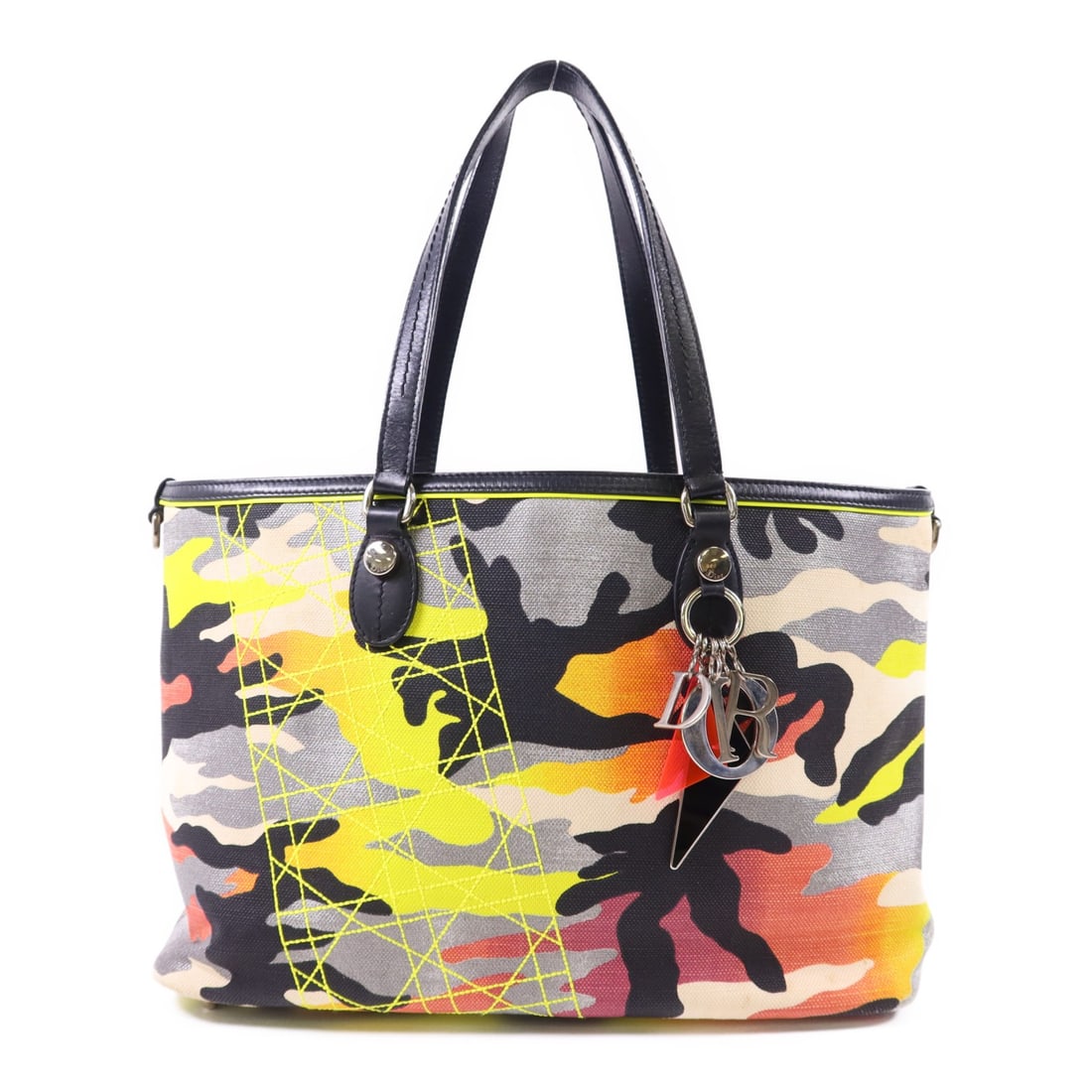Christian Dior SHW Shoulder Bag Multicolour Canvas Dior X Anselm Reyle: Christian Dior SHW Shoulder Bag Multicolour Canvas Dior X Anselm Reyle This Christian Dior shoulder bag, part of the Dior X Anselm Reyle collaboration, features a vibrant multicolour canvas exterior t