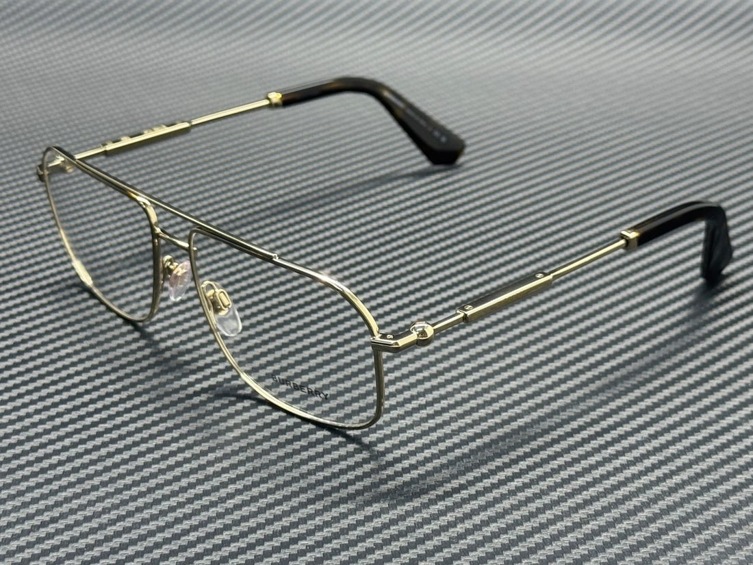 Burberry BE1391 1109 Light Gold 58mm Men's Eyeglasses with Case: Burberry BE1391 1109 Light Gold 58mm Men's Eyeglasses with Case Elevate your eyewear collection with these Burberry BE1391 1109 eyeglasses. Crafted in a sophisticated light gold frame, these glasses o