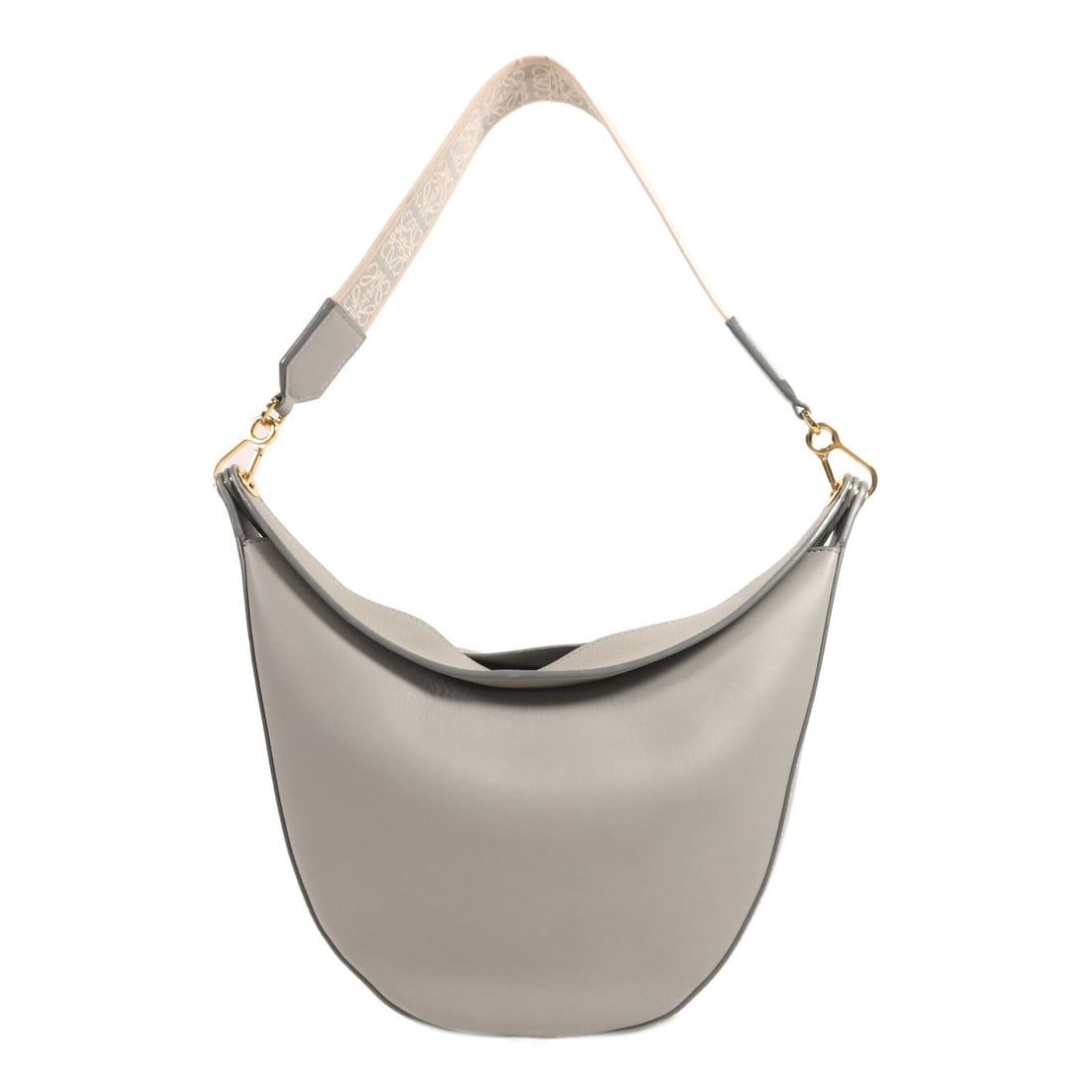 LOEWE Luna Hobo Shoulder Bag Light Blue Calfskin Leather: LOEWE Luna Hobo Shoulder Bag Light Blue Calfskin Leather Introducing the LOEWE Luna Hobo Shoulder Bag, a stylish accessory crafted from luxurious calfskin leather in a beautiful light blue shade. This