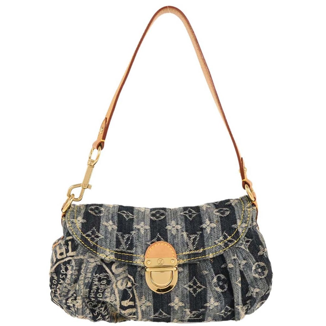 Louis Vuitton Mini Pleaty Raye Handbag Blue Monogram Denim M95333: Louis Vuitton Mini Pleaty Raye Handbag Blue Monogram Denim M95333 This Louis Vuitton Mini Pleaty Raye Handbag showcases a stylish blue monogram denim canvas exterior, making it a chic addition to your