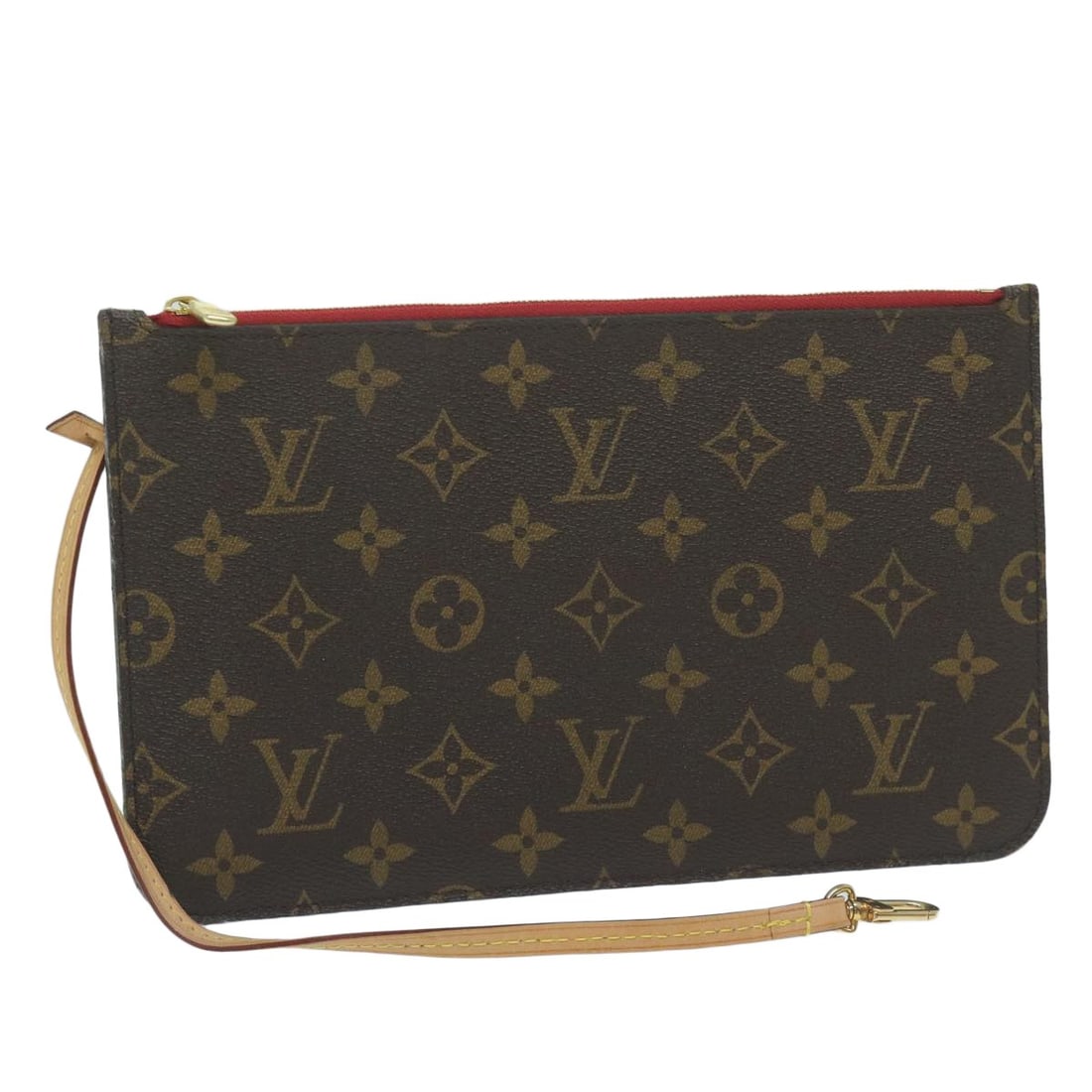 Louis Vuitton Monogram Canvas Neverfull Accessory Pouch: Louis Vuitton Monogram Canvas Neverfull Accessory Pouch This Louis Vuitton Neverfull Pochette is crafted from brown monogram canvas and designed for female use. It features a spacious interior with po