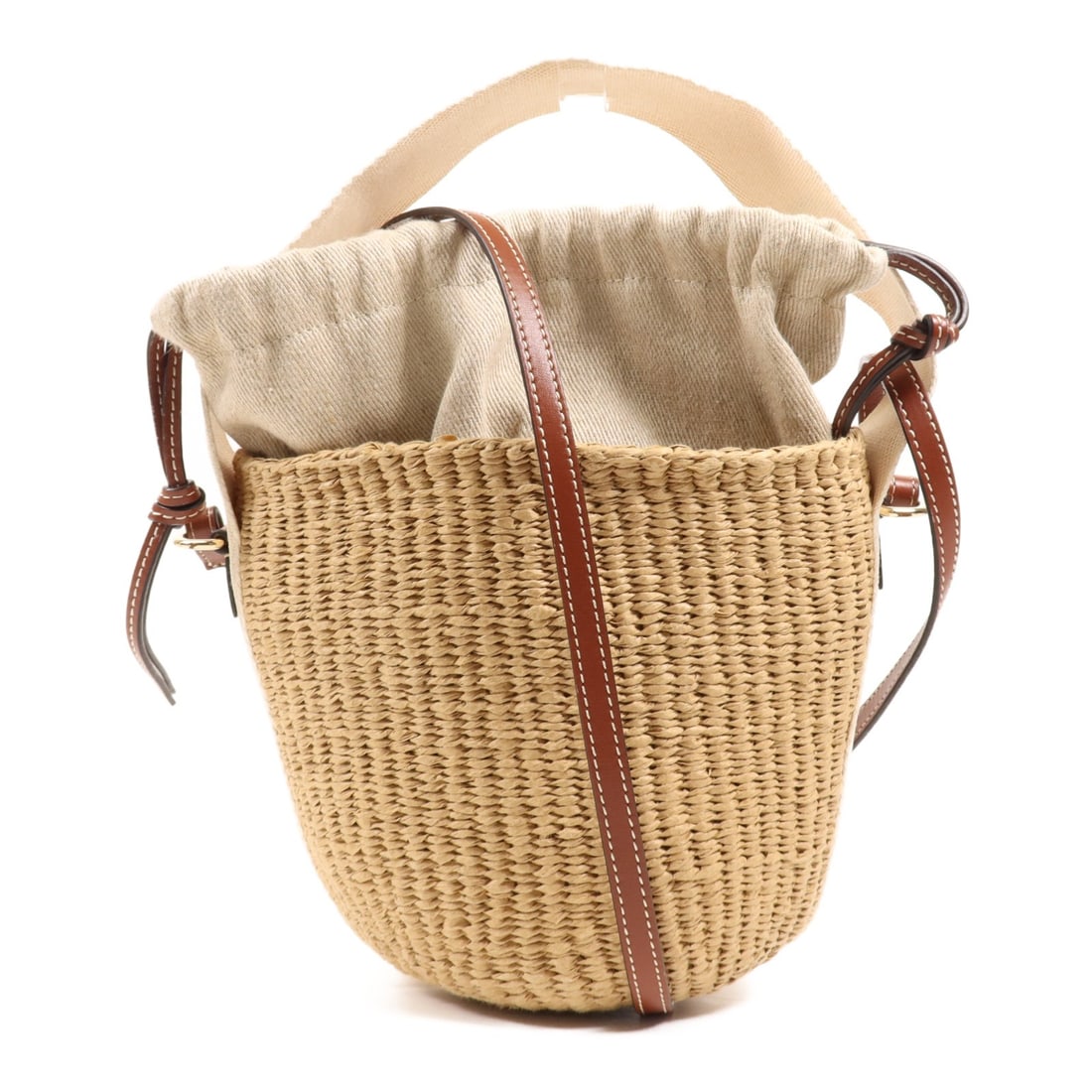 Chloe Woody Bucket 2 Way Shoulder Bag Raffia Brown Beige (1 of 16)