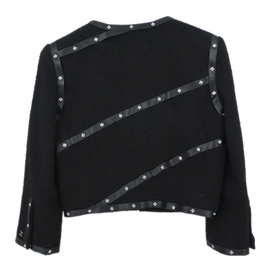 Black Wool Round Neck Cardigan Chanel 38 - 2