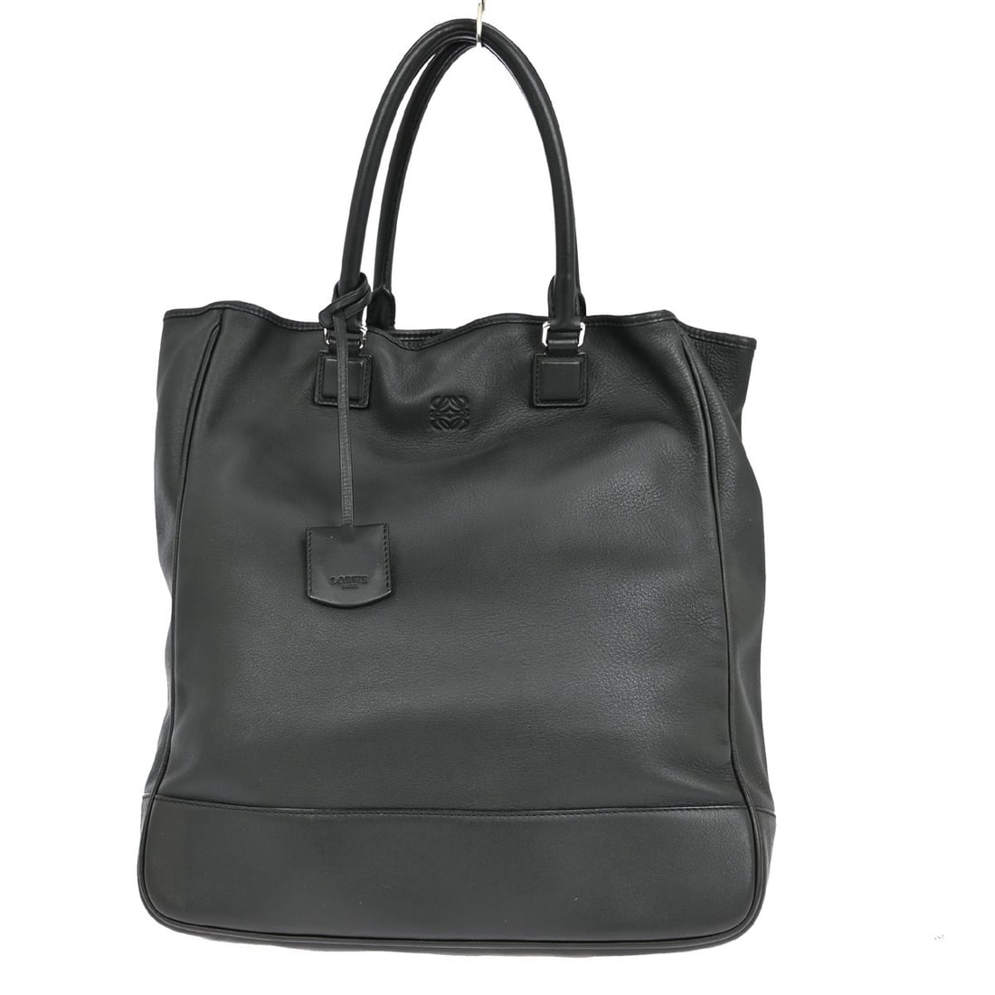 Loewe Fusta Black Leather Tote Handbag Double Handles: Loewe Fusta Black Leather Tote Handbag Double Handles This stylish Loewe black tote handbag features a classic design perfect for everyday use. Made from high-quality leather, it combines durability w