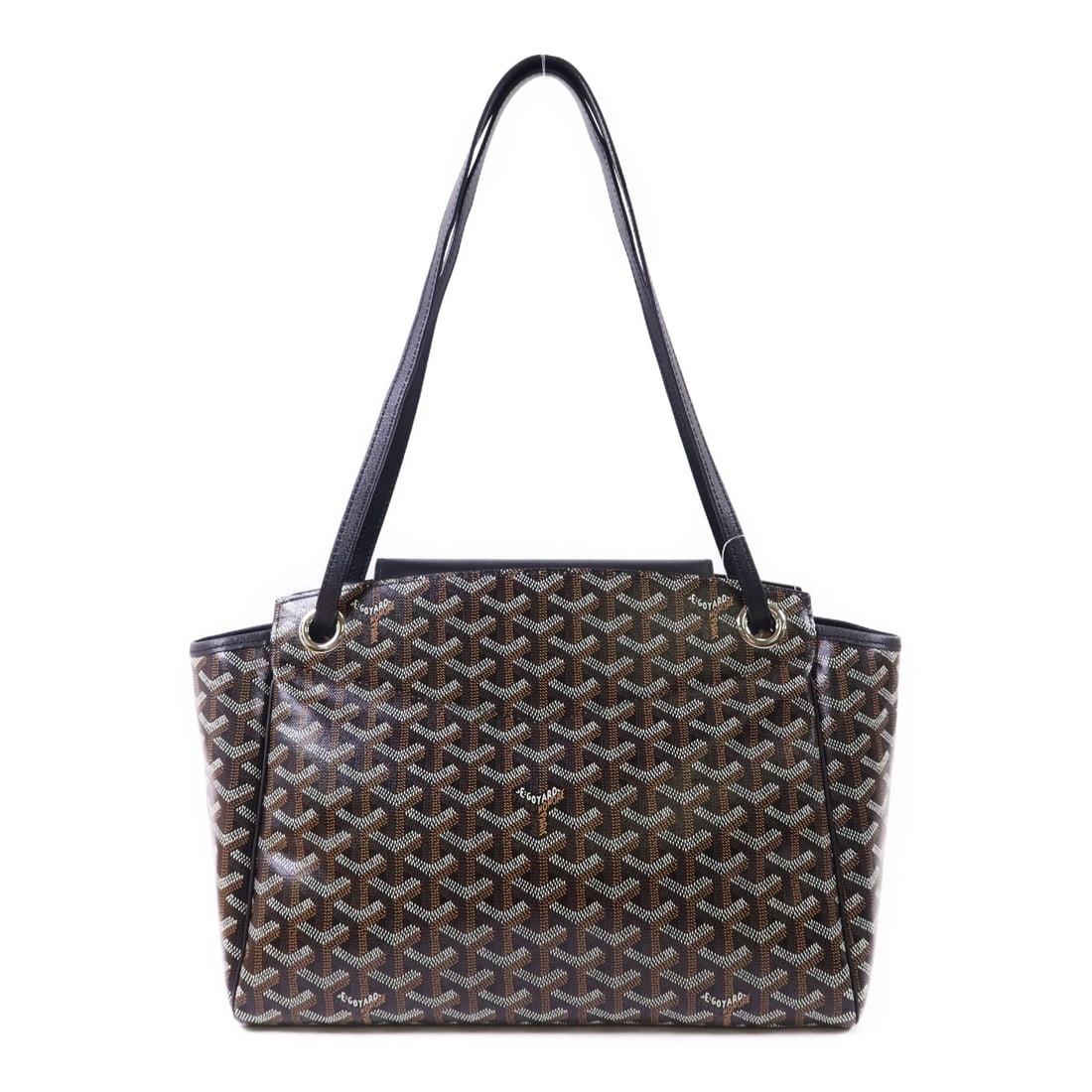 Goyard Black Rouette Souple Shoulder Bag in Coated Canvas with Silver Hardware: Goyard Black Rouette Souple Shoulder Bag in Coated Canvas with Silver Hardware This GOYARD Rouette Souple shoulder bag is crafted from black PVC coated canvas and features a sleek, structured silhouet