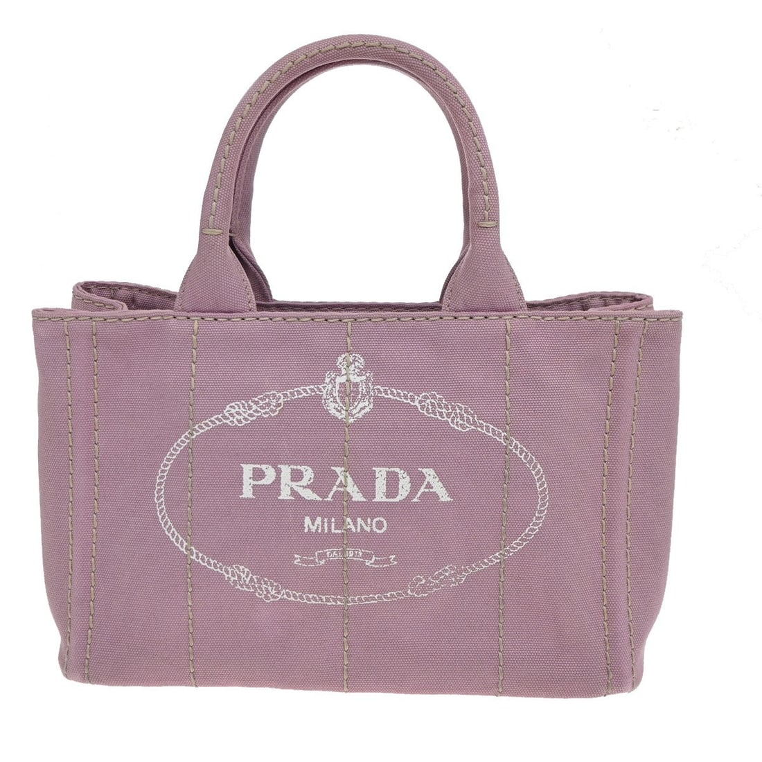Pink Canvas Prada Canapa Open Tote Bag 29cm: Pink Canvas Prada Canapa Open Tote Bag 29cm This Prada Canapa Open Tote is crafted from pink canvas and designed for women. The bag features an open top and is made in Italy. As a pre-owned item, it d