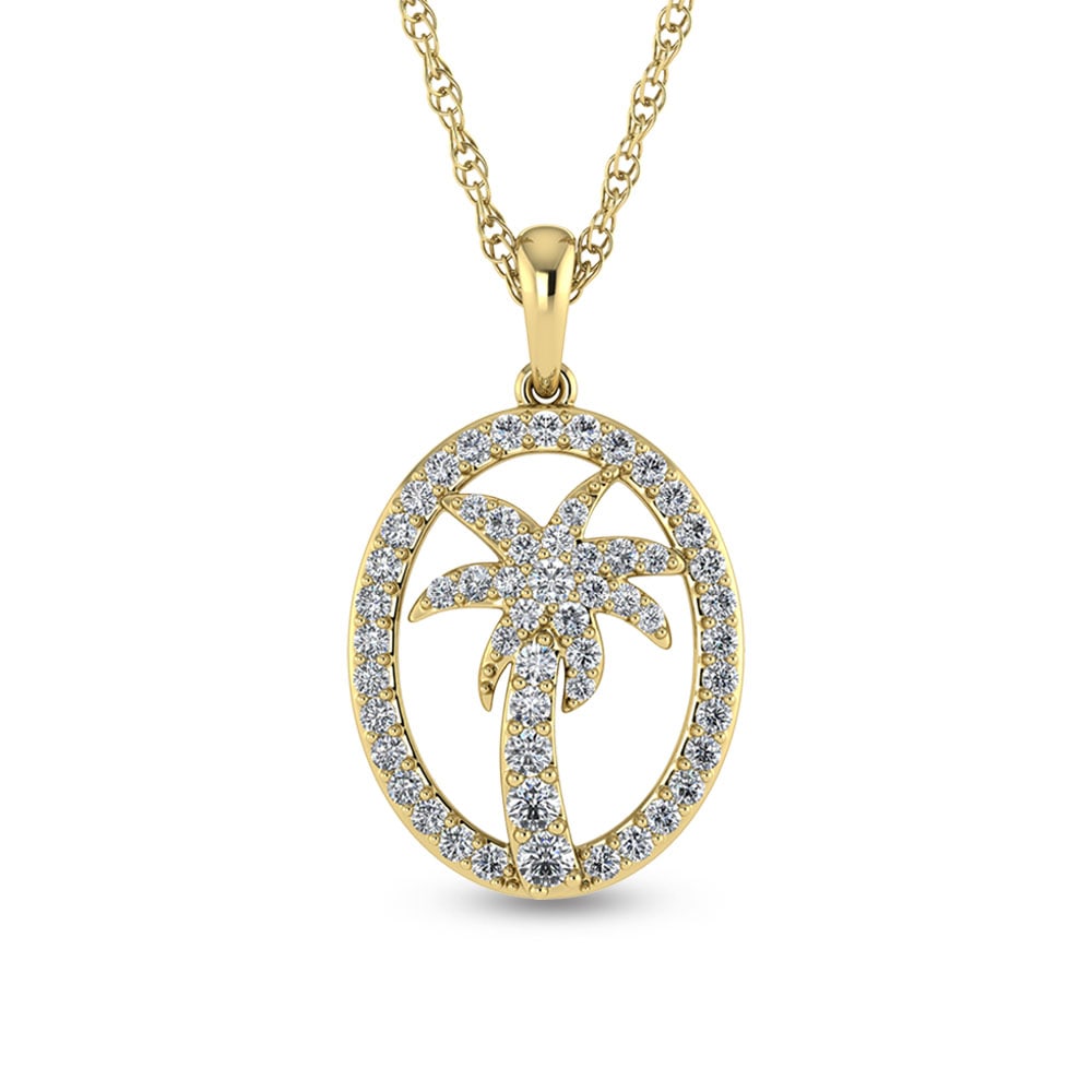 14K White Gold Diamond 1/2 Ct.Tw. Palm Tree Pendant: 14K White Gold Diamond 1/2 Ct.Tw. Palm Tree Pendant 14k Yellow Gold Stone Color: G-h Stone Clarity: I1-i2 Unless otherwise specified, pendants that include a chain are paired with our standard