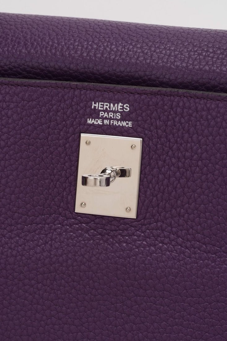 Hermes Kelly 35 Retourne Ultraviolet Clemence Leather Bag - 11