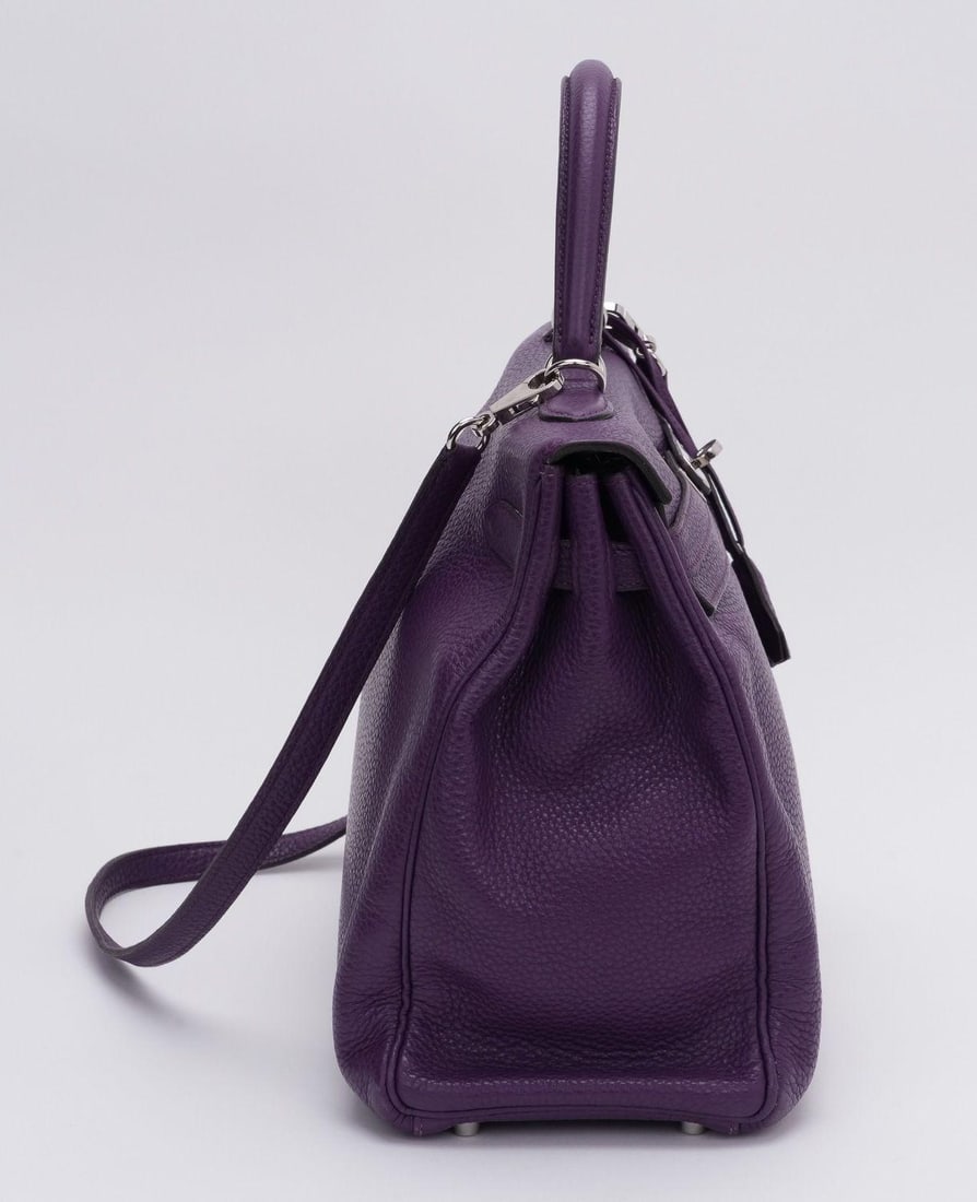 Hermes Kelly 35 Retourne Ultraviolet Clemence Leather Bag - 3