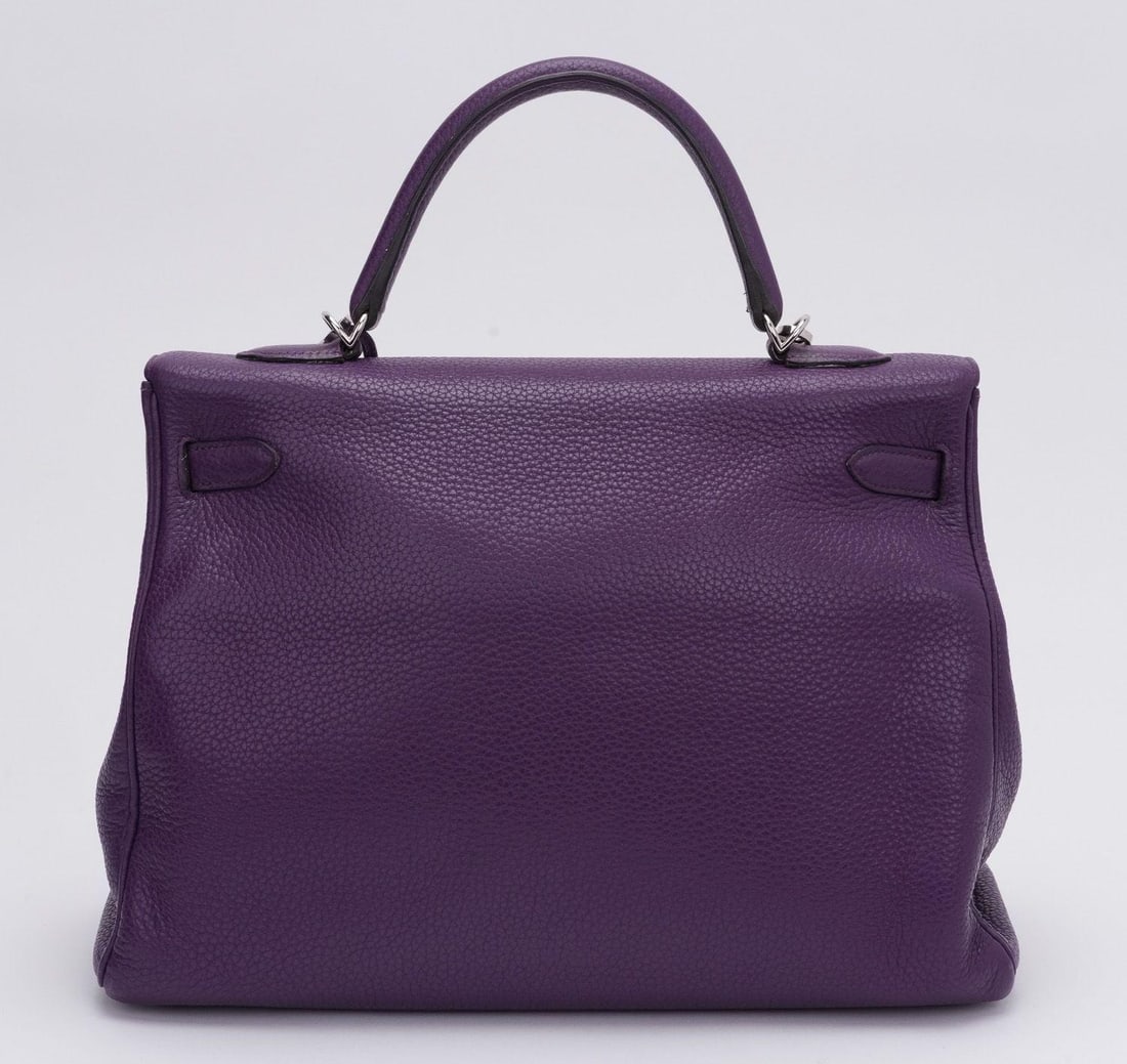 Hermes Kelly 35 Retourne Ultraviolet Clemence Leather Bag - 4