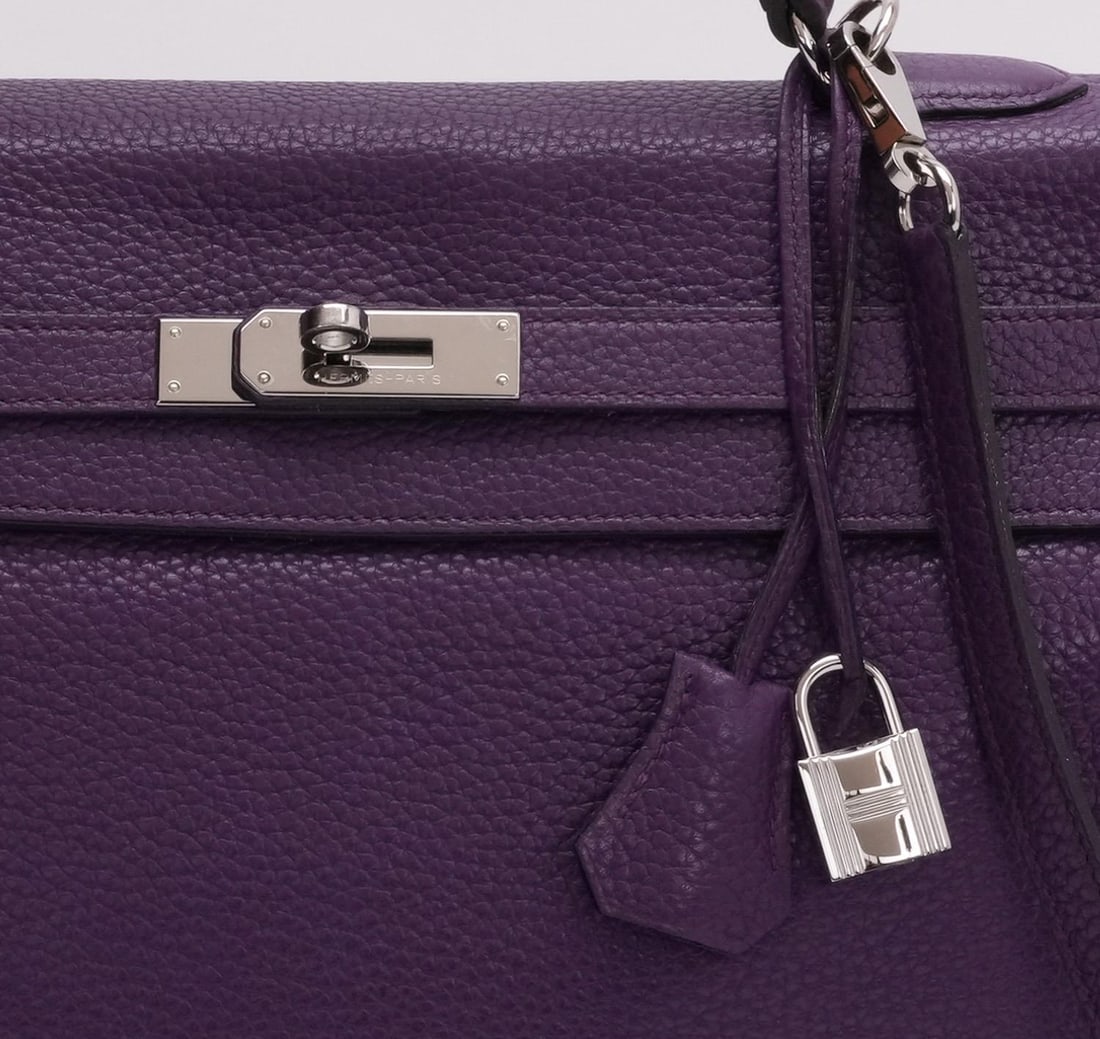 Hermes Kelly 35 Retourne Ultraviolet Clemence Leather Bag - 7