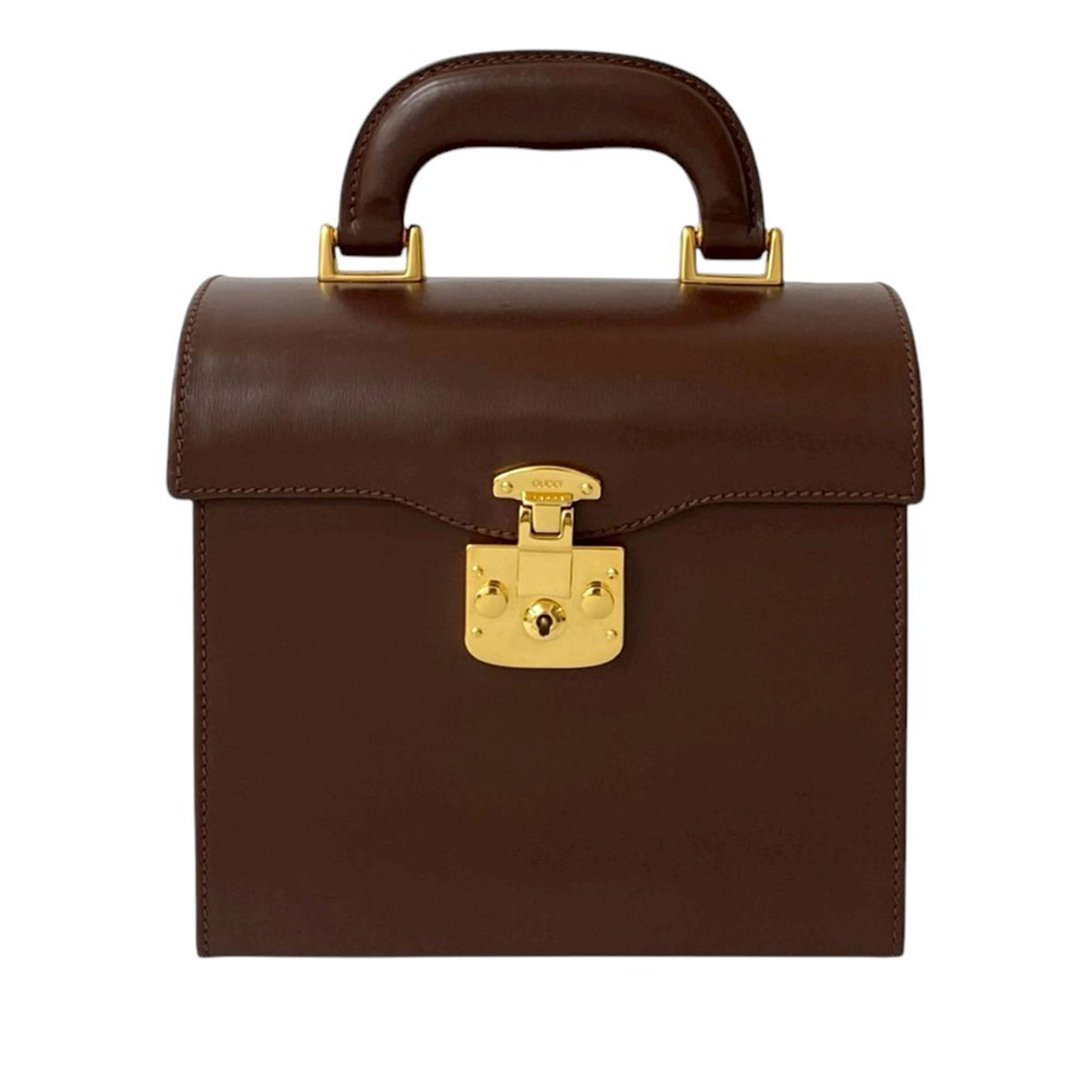 Brown Gucci Lady Lock Leather Top Handle Bag with Push Lock Flap (1 of 9)