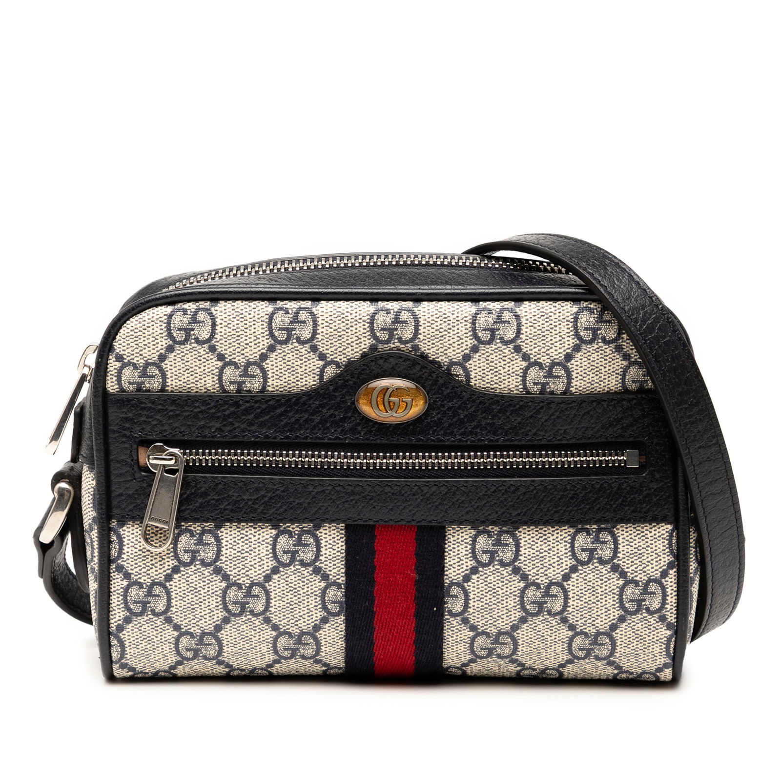 Gucci Mini GG Supreme Ophidia Gray Crossbody Bag: Gucci Mini GG Supreme Ophidia Gray Crossbody Bag This Gucci Mini GG Supreme Ophidia Crossbody bag is crafted from durable coated canvas with leather trim, showcasing a stylish and practical design. It