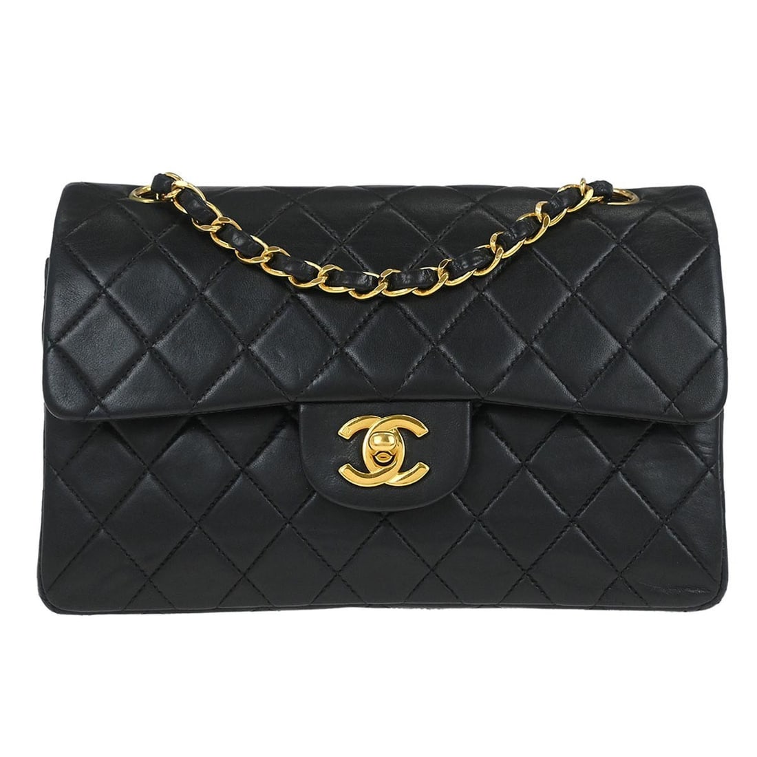 Chanel Small Classic Double Flap Black Lambskin Shoulder Bag (1 of 10)