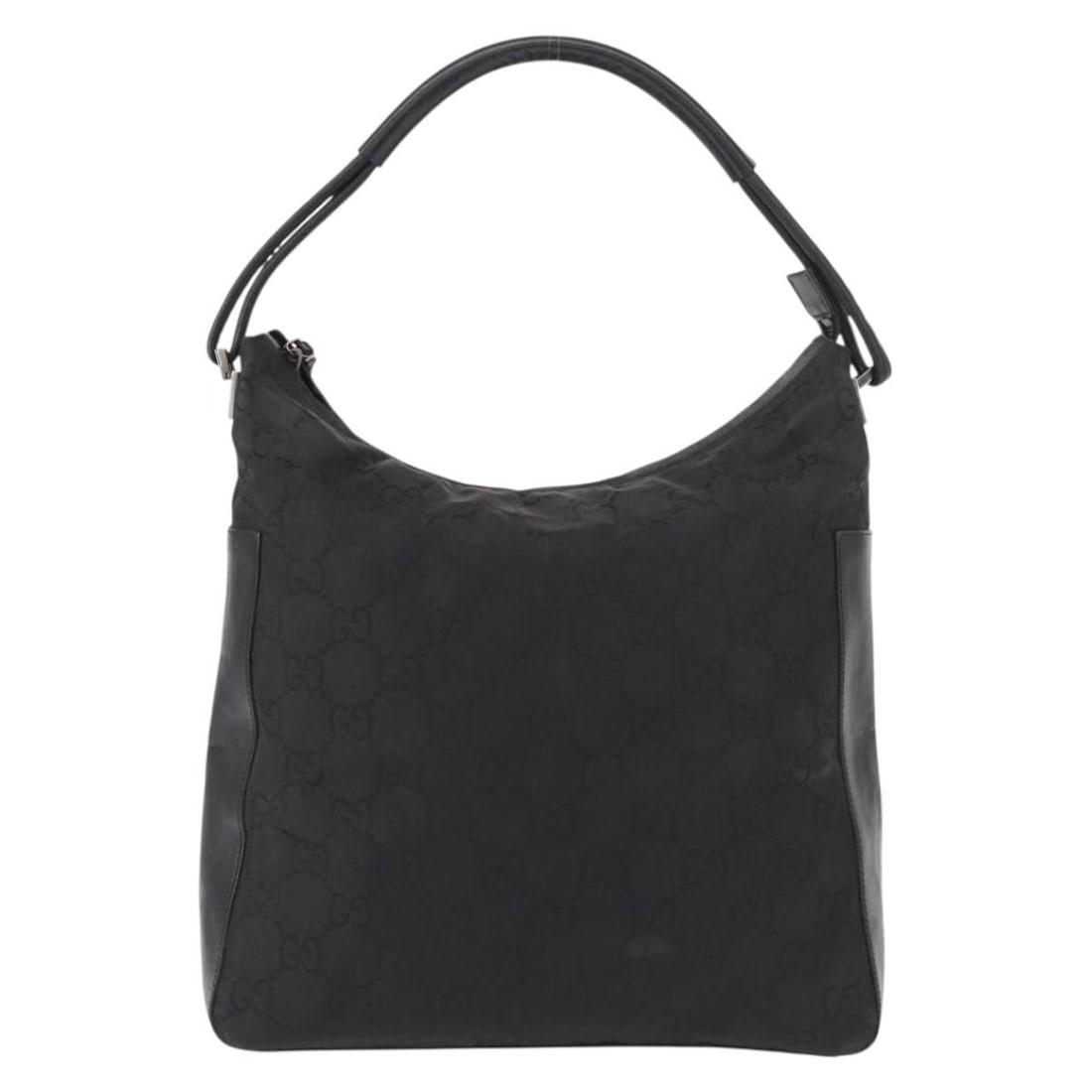 Black GG Canvas Vintage Hobo Shoulder Bag by Gucci: Black GG Canvas Vintage Hobo Shoulder Bag by Gucci This pre-owned Gucci Vintage Hobo shoulder bag features the signature GG canvas in black and is designed for women. The bag shows signs of use, inclu
