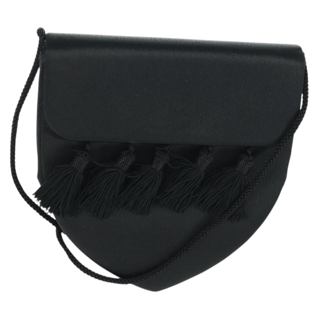 Black Satin Shoulder Bag by SAINT LAURENT with Dust Bag and Box: Black Satin Shoulder Bag by SAINT LAURENT with Dust Bag and Box This SAINT LAURENT shoulder bag is crafted from elegant black satin and features a sleek, compact design. The bag is in un-used conditio