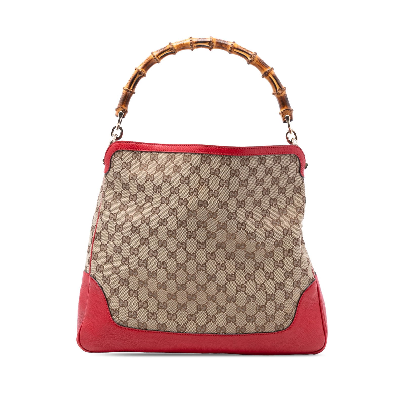 Bamboo Handle GG Canvas Diana Satchel by Gucci: Bamboo Handle GG Canvas Diana Satchel by Gucci This Gucci GG Canvas Bamboo Diana Satchel features a durable canvas body with leather trim, a signature bamboo handle, and an open top design. The interi
