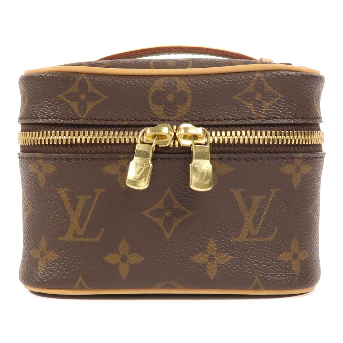 Louis Vuitton Nice Nano Monogram Canvas Cosmetic Pouch with Handle Brown M44936: Louis Vuitton Nice Nano Monogram Canvas Cosmetic Pouch with Handle Brown M44936 This Louis Vuitton Nice Nano accessory pouch features the iconic brown monogram pattern on durable PVC coated canvas. De