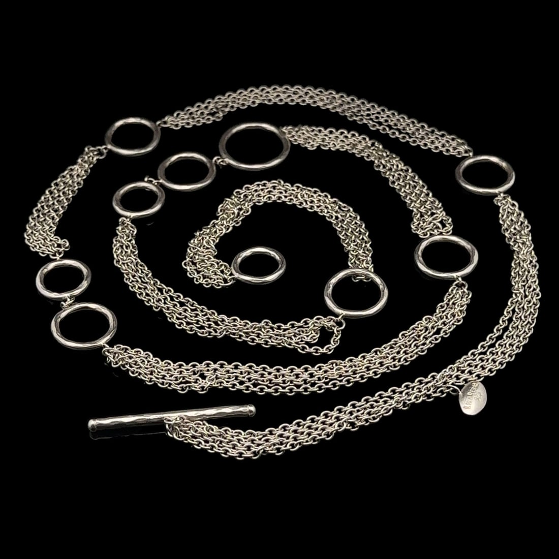 Lika Behar 36 Inch Sterling Silver Multi Strand Toggle Necklace: Lika Behar 36 Inch Sterling Silver Multi Strand Toggle Necklace This exquisite necklace features a multi-strand cable chain design crafted from high-quality sterling silver (.925). Measuring 36 inches