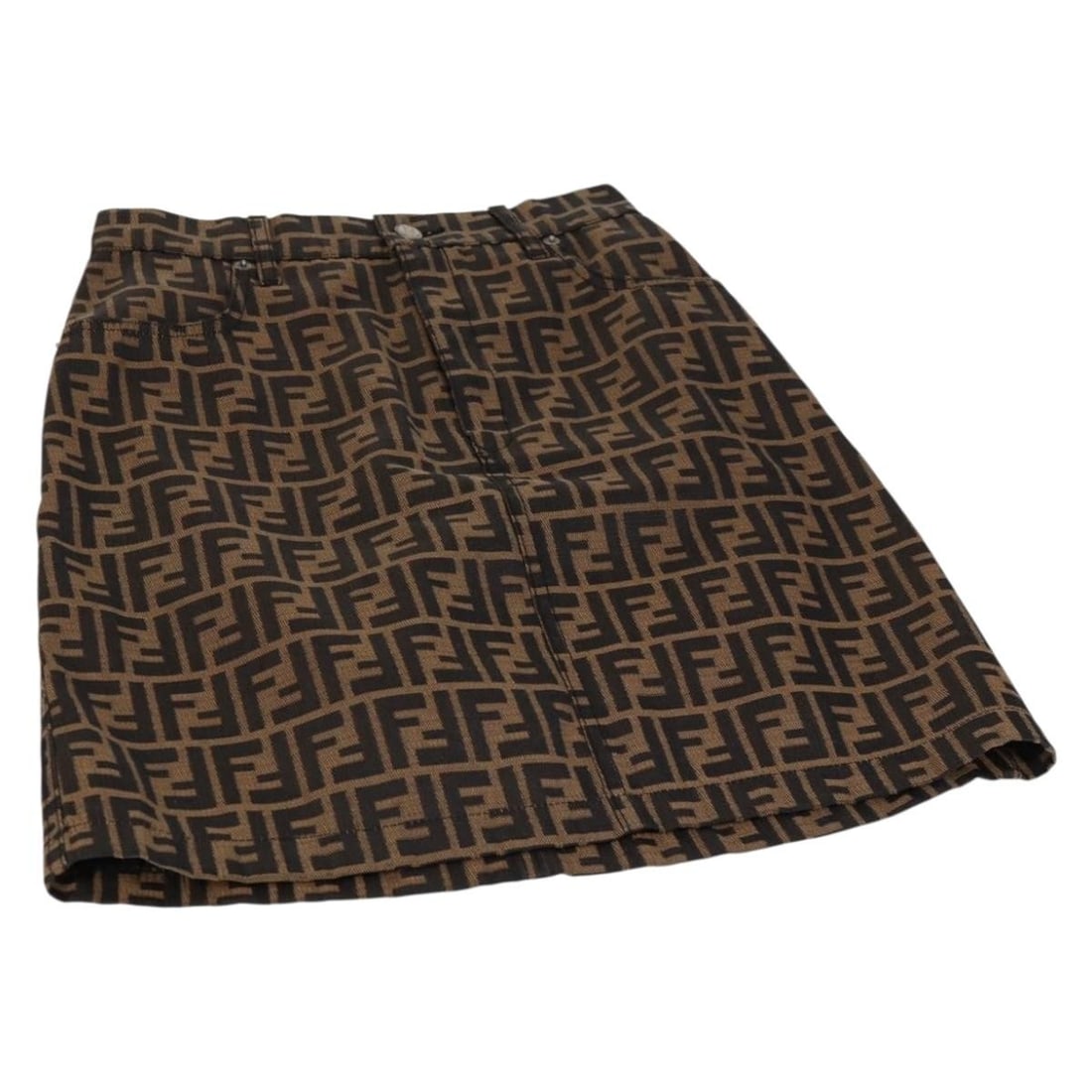 FENDI Zucca Canvas Skirt Black Brown Made in Italy: FENDI Zucca Canvas Skirt Black Brown Made in Italy Elevate your wardrobe with this authentic FENDI Zucca Canvas Skirt, featuring a chic black and brown colorway. Crafted in Italy from high-quality Zuc