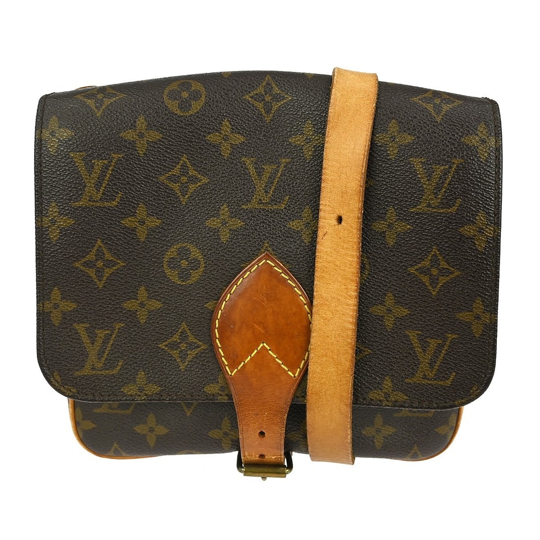 Louis Vuitton Cartouchiere Monogram Canvas Shoulder Bag Brown: Louis Vuitton Cartouchiere Monogram Canvas Shoulder Bag Brown This pre-owned Louis Vuitton Cartouchiere MM handbag features the classic monogram canvas in brown, designed for women. The bag shows noti