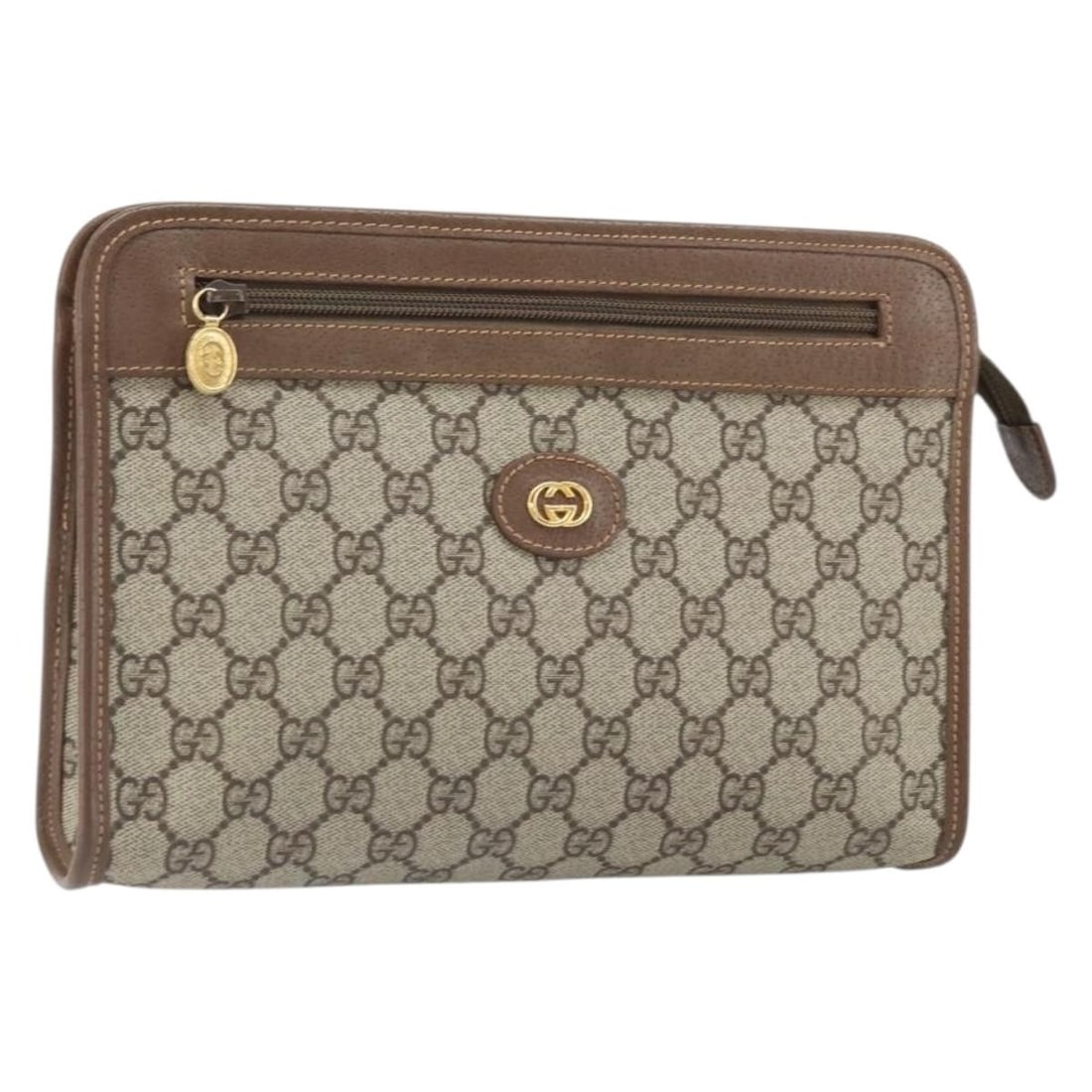 Beige Gold PVC Leather GG Supreme Clutch by Gucci Model 014 122 6063 4023 (1 of 18)