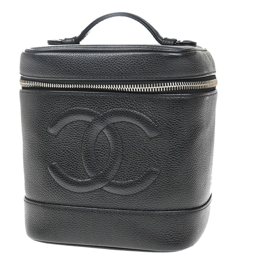 Chanel Black Caviar Leather Vintage Timeless Cosmetic Vanity Case Bag (1 of 16)